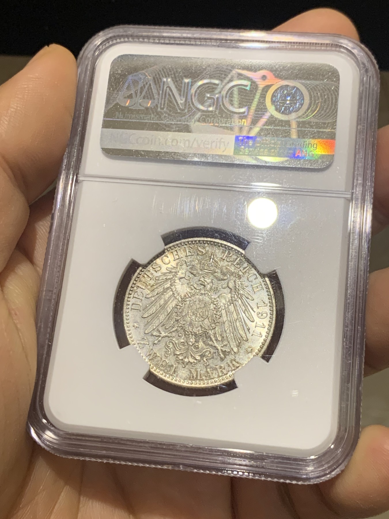 《竞宝斋》第224场-周日，周一，周二 3场 (全场包邮) NGC MS65 德国1911年巴伐利亚柳特波德90大寿2马克银币