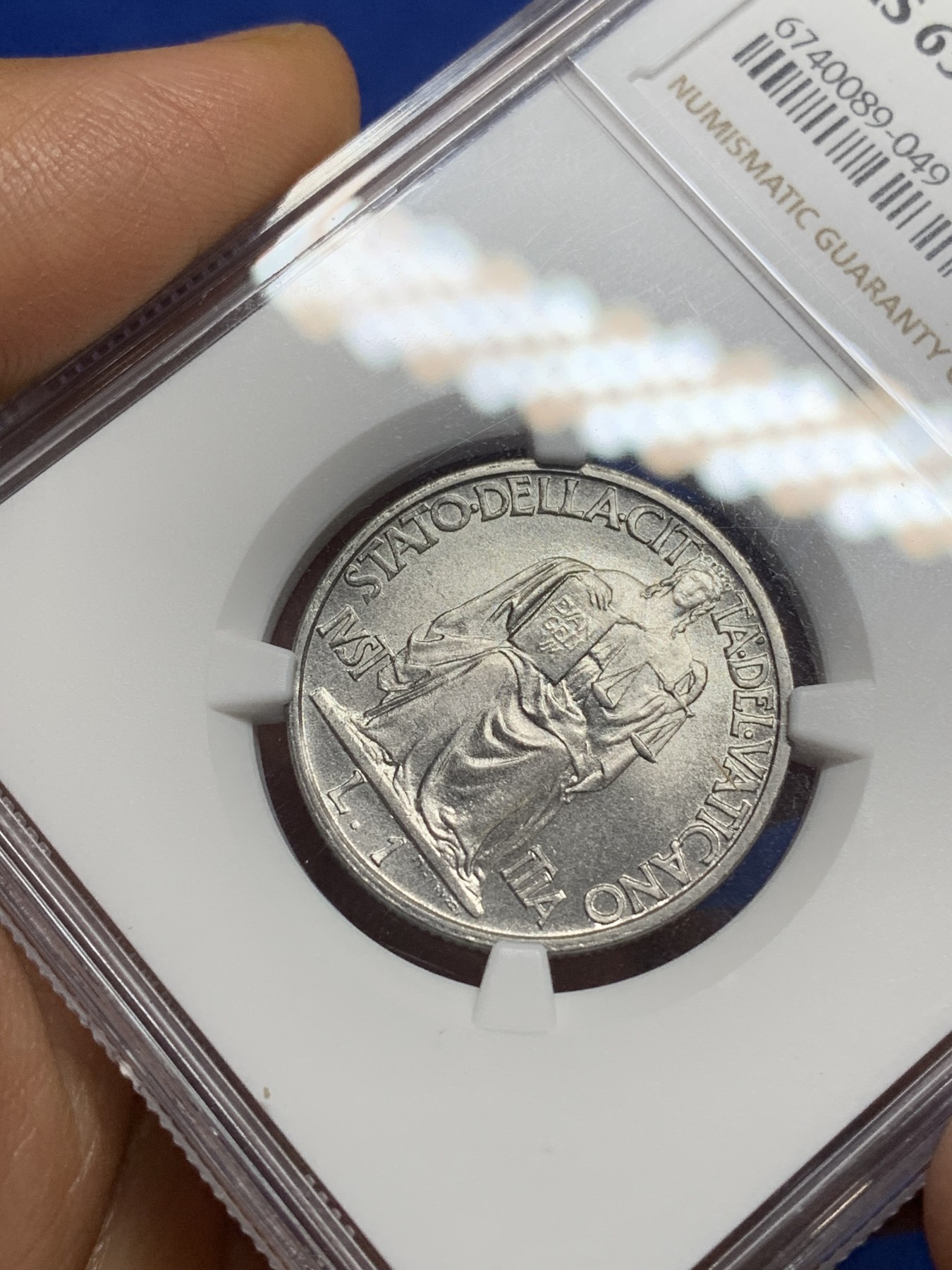 《竞宝斋》第224场-周日，周一，周二 3场 (全场包邮) NGC MS65 梵蒂冈1942年1里拉，高分好品