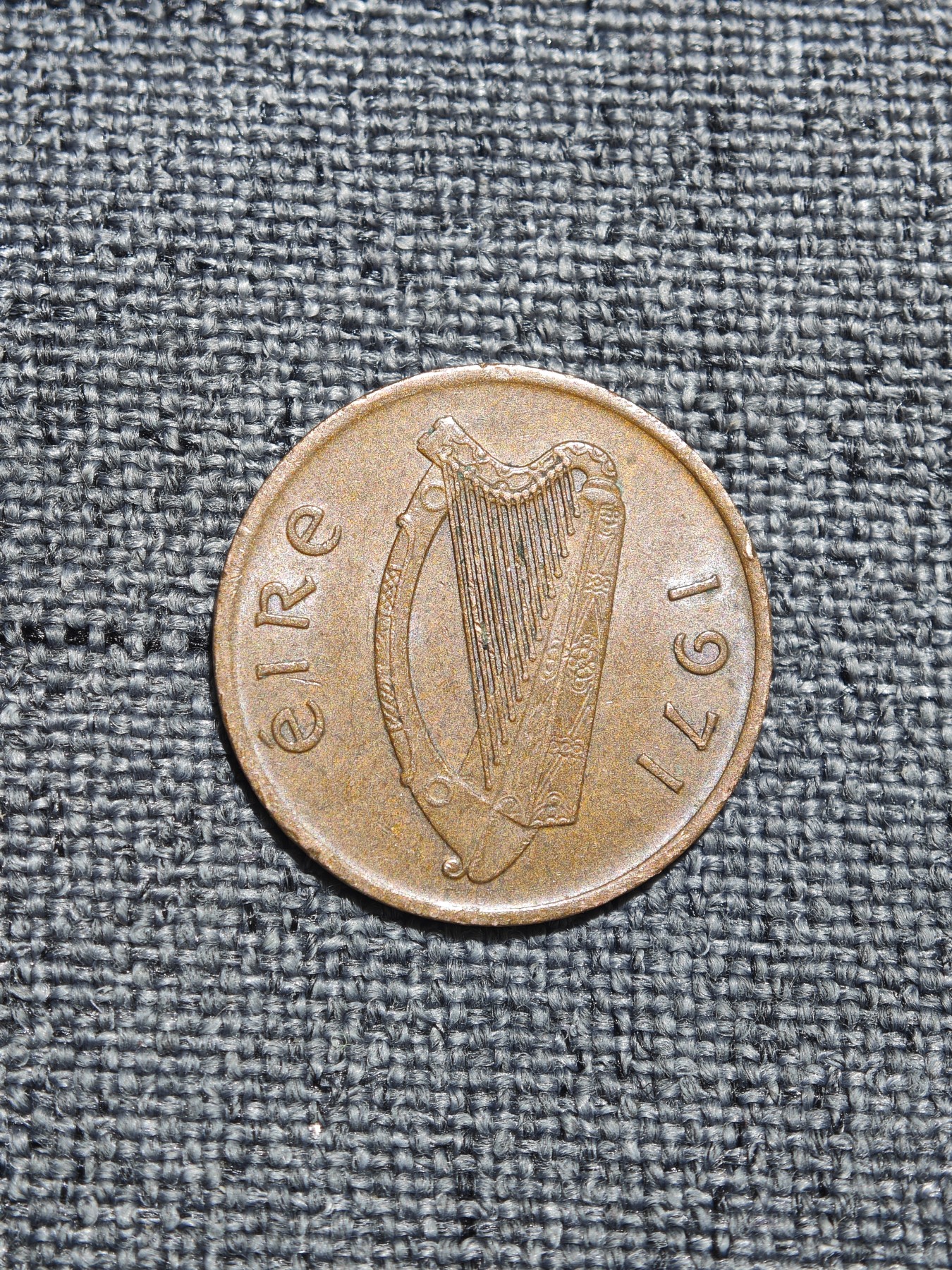 外国硬币收藏第5期 爱尔兰1971年竖琴半分1枚