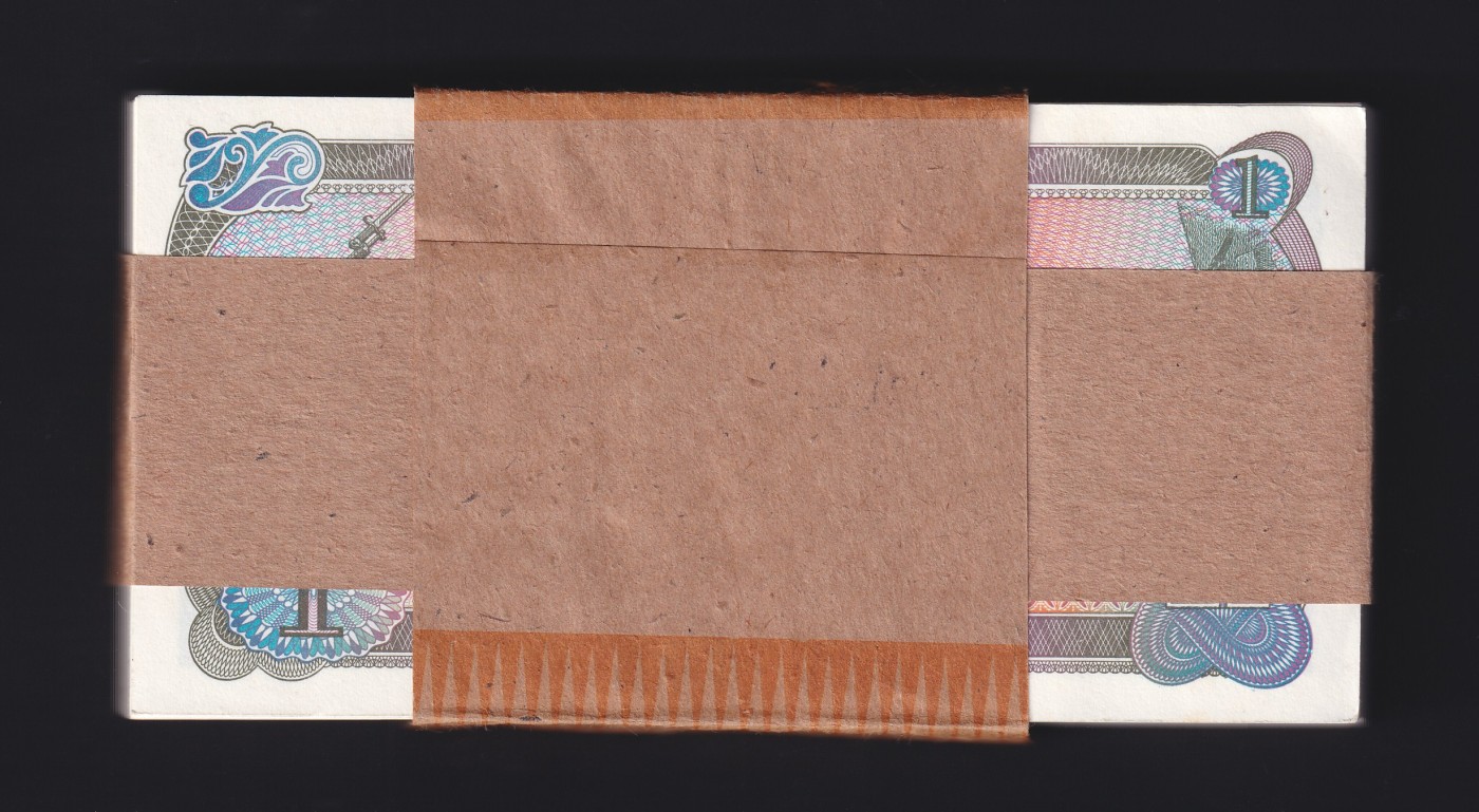 草稿银行第十五期国内外钞票拍卖 朝鲜1978年1圆券 原版银行券 原刀100张 全新原票 轻微黄斑