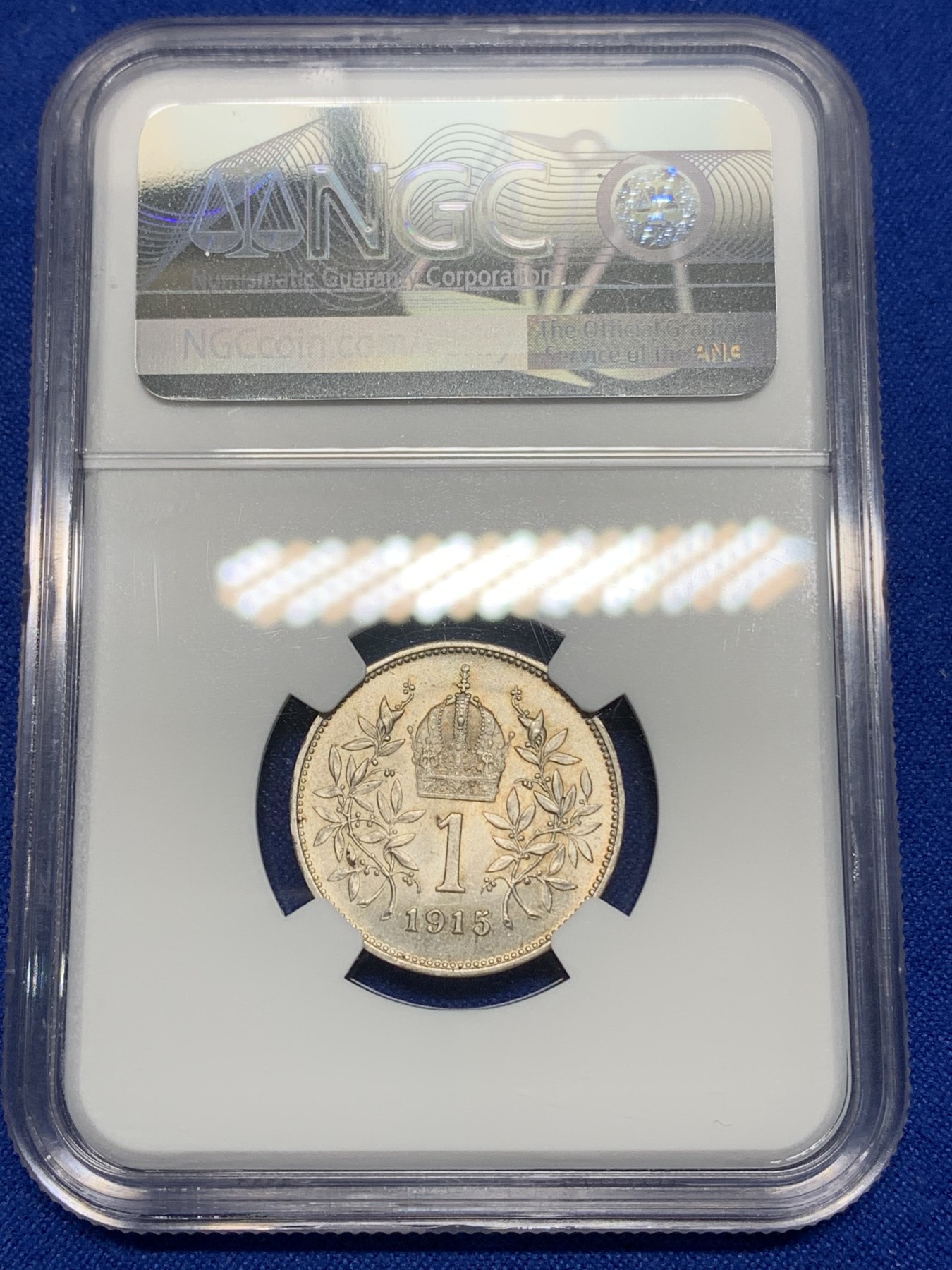 《竞宝斋》第224场-周日，周一，周二 3场 (全场包邮) NGC-MS63 奥匈帝国1915年克朗银币 高点具在，品相不错