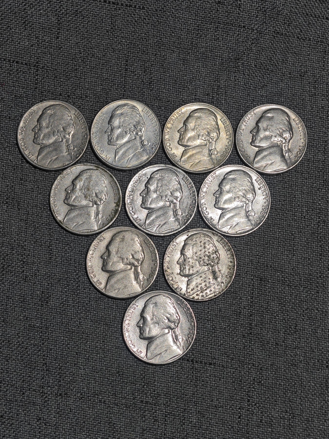 外国硬币收藏第5期 美国杰弗逊白宫5美分10枚