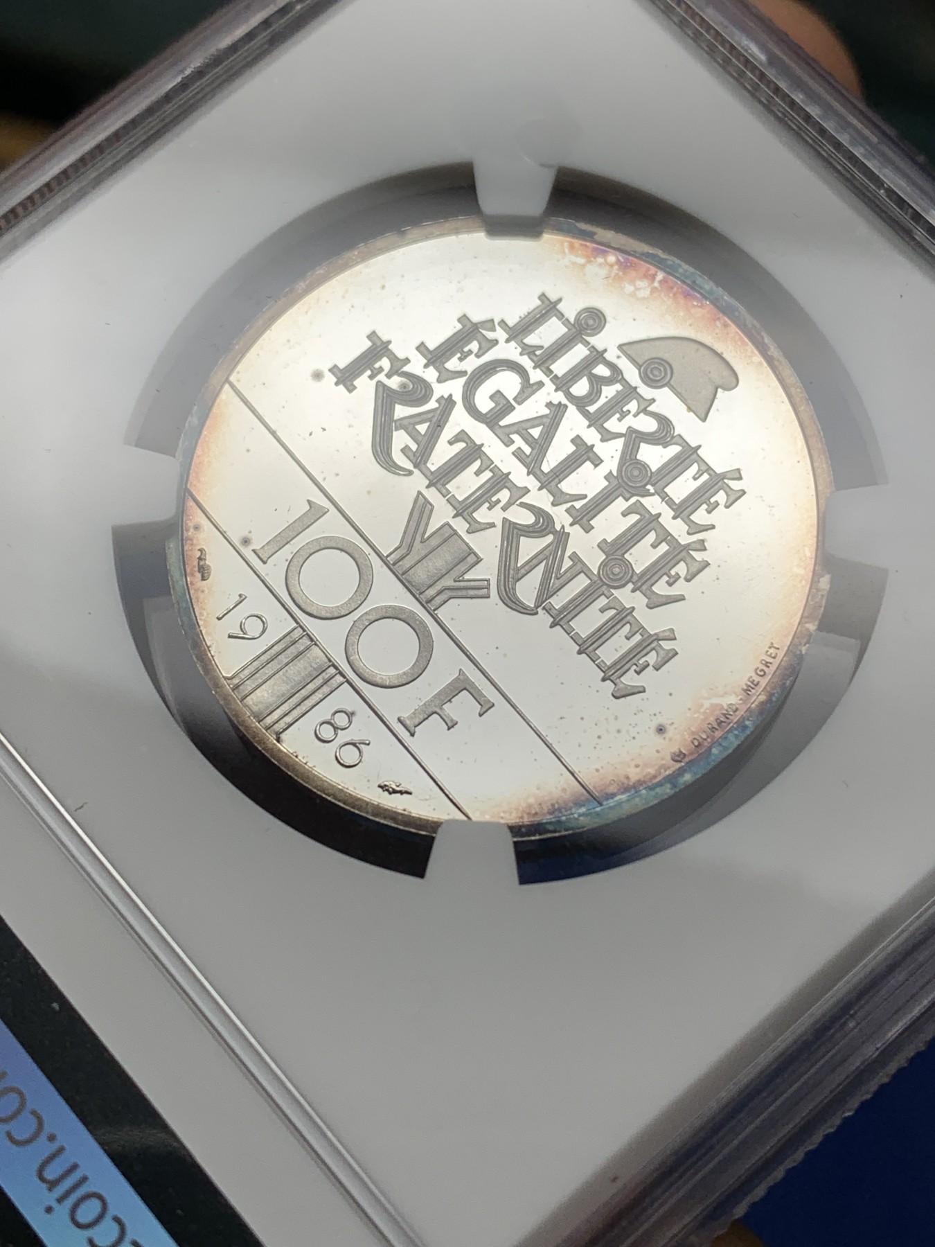 《竞宝斋》第224场-周日，周一，周二 3场 (全场包邮) NGC PF69UC 法国1986年自由女神像100法郎银币 精制版不多见