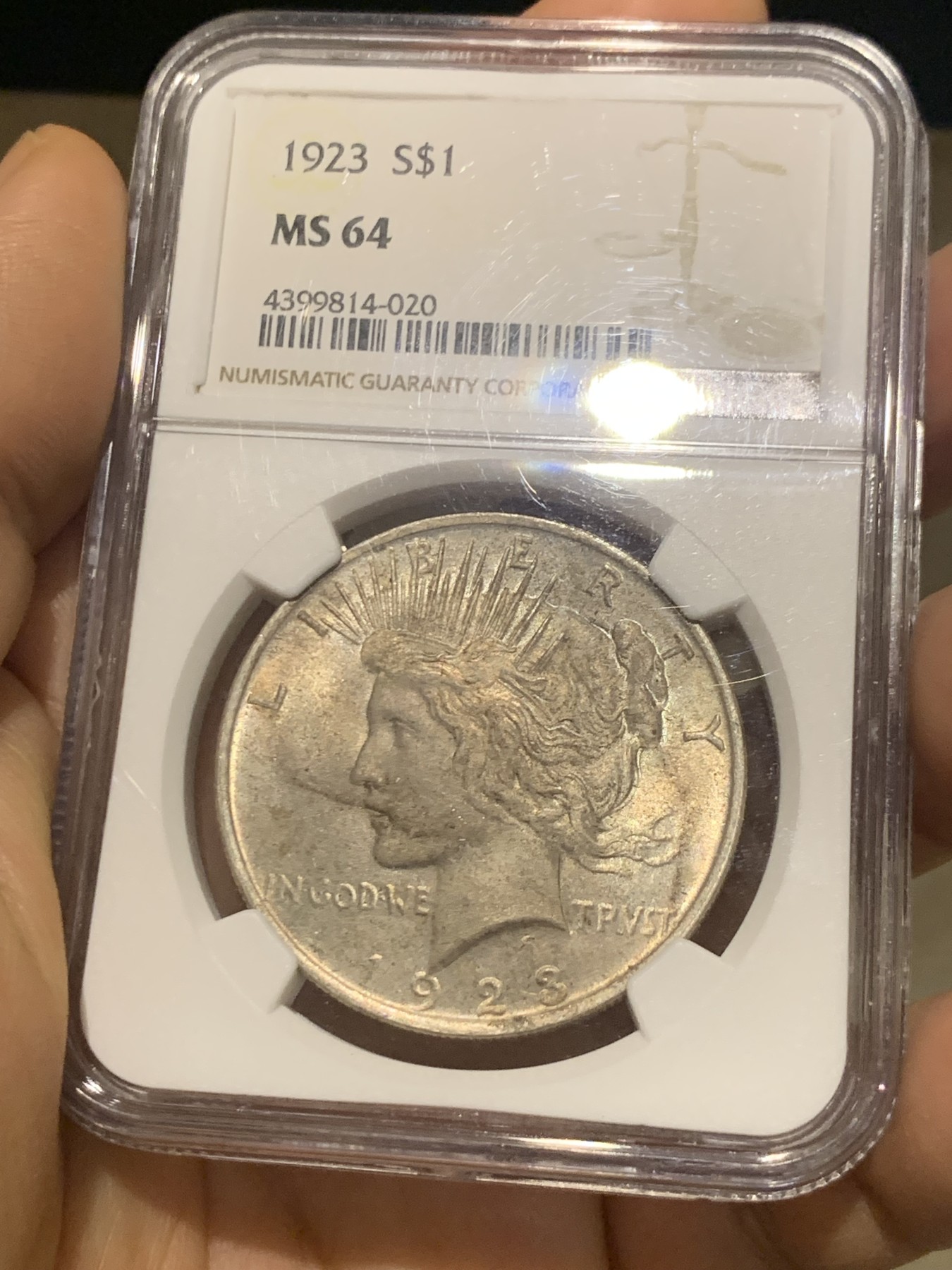 《竞宝斋》第224场-周日，周一，周二 3场 (全场包邮) NGC MS64 美国1923年和平银币