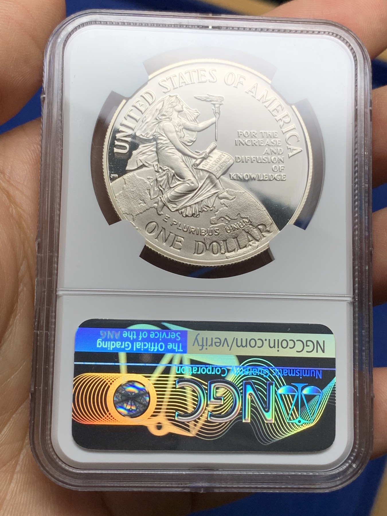 《竞宝斋》第224场-周日，周一，周二 3场 (全场包邮) NGC PF69UC 美国1996年史密森尼学会1美元大银币