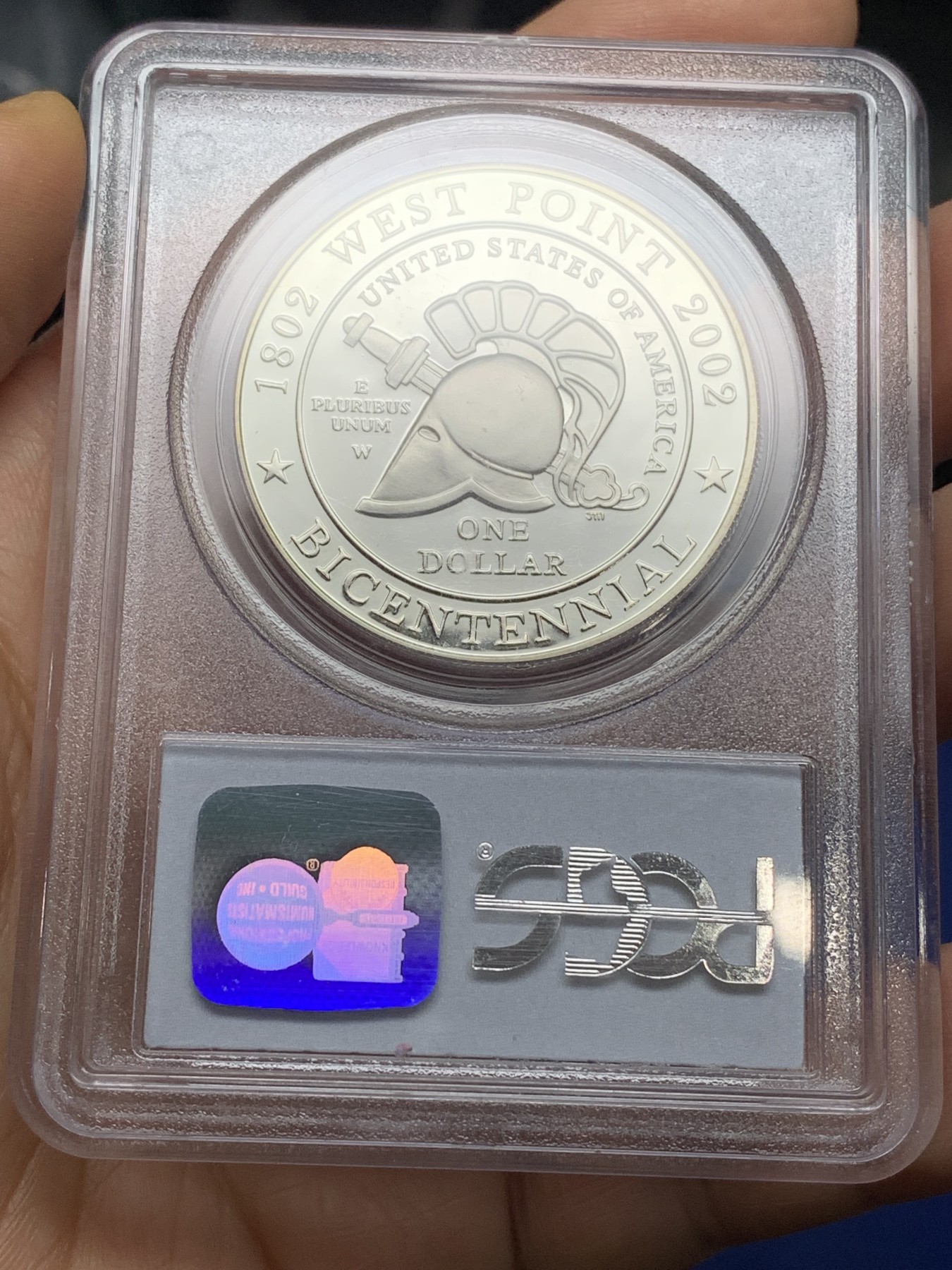 《竞宝斋》第224场-周日，周一，周二 3场 (全场包邮) PCGS-PR69DCAM 美国2002年西点军校建立200周年纪念精制银币，克劳斯获奖币