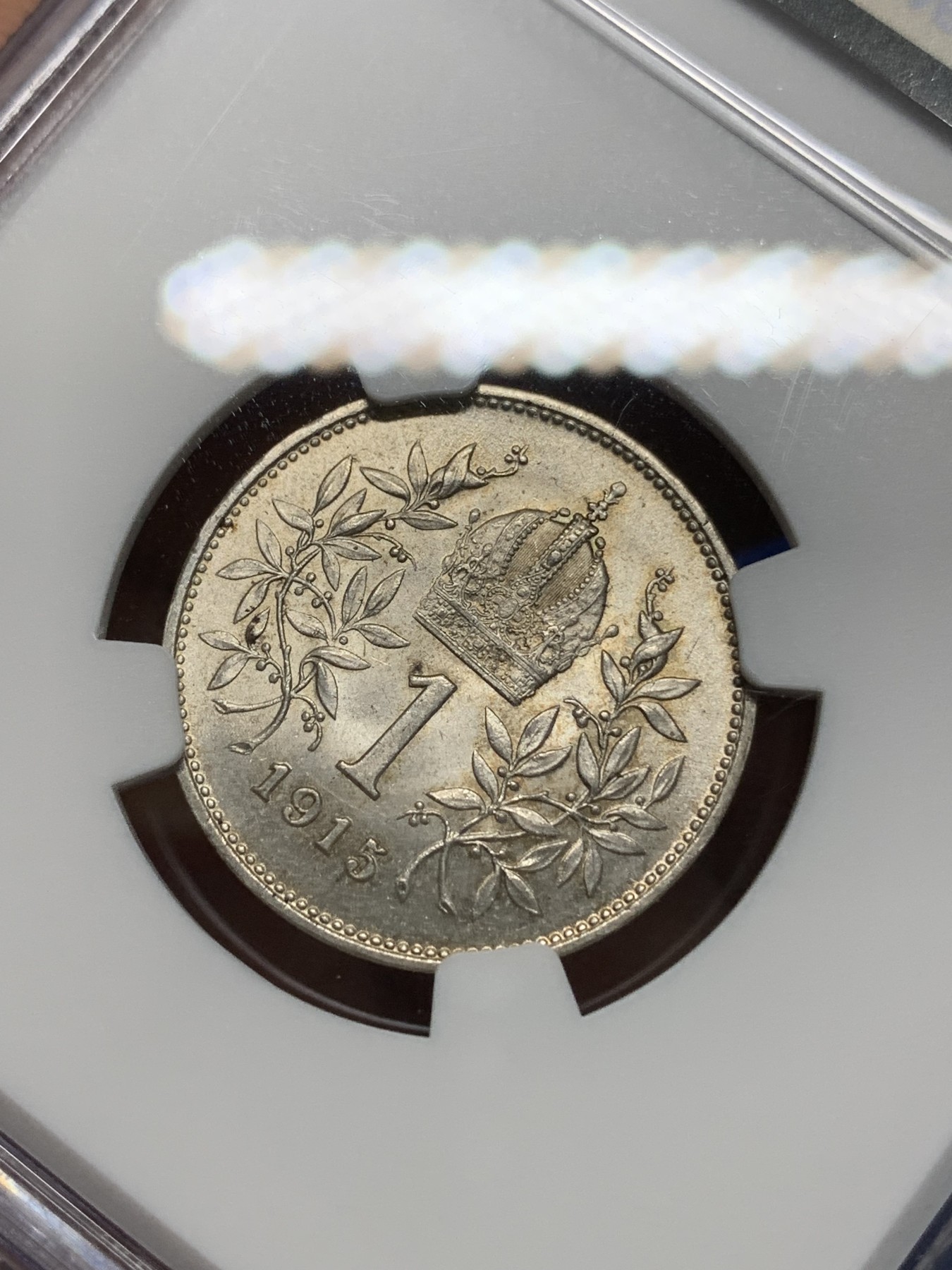 《竞宝斋》第224场-周日，周一，周二 3场 (全场包邮) NGC-MS63 奥匈帝国1915年克朗银币 高点具在，品相不错