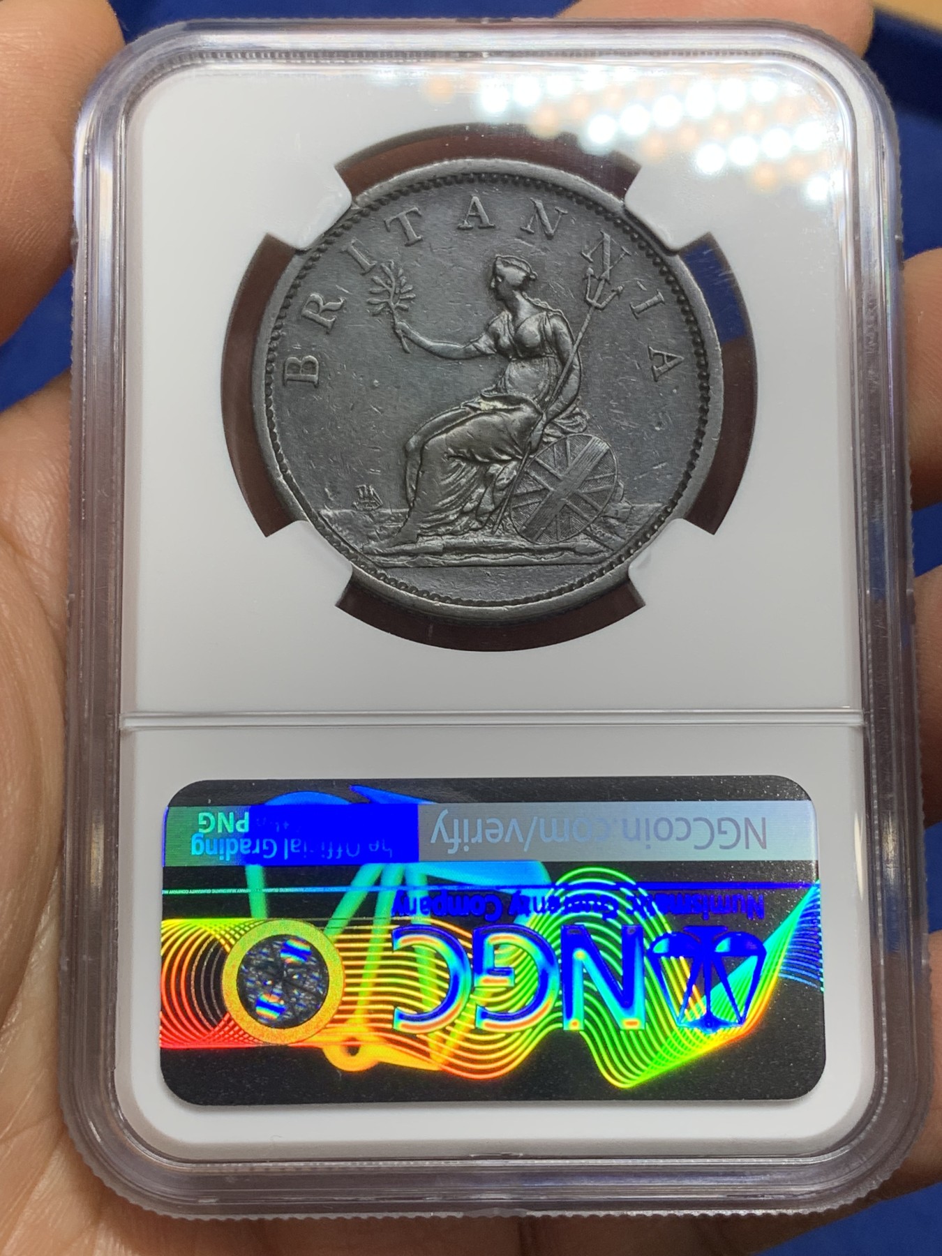 《竞宝斋》第224场-周日，周一，周二 3场 (全场包邮) NGC XFD 1806年英国乔三1便士铜币