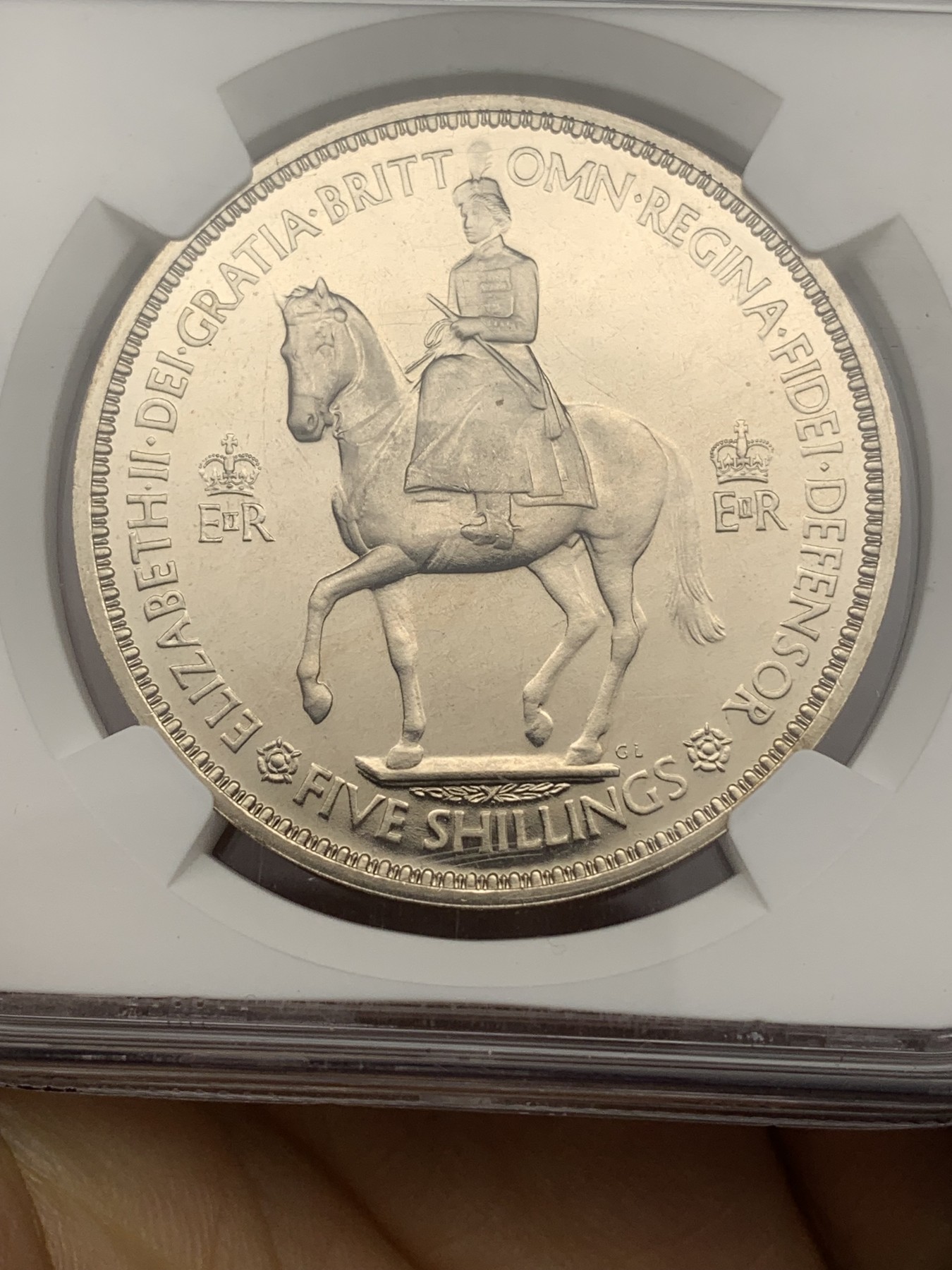 《竞宝斋》第224场-周日，周一，周二 3场 (全场包邮) NGC PF65CAMEO 英国1953年伊丽莎白二世女王加冕登基纪念克朗 精制版