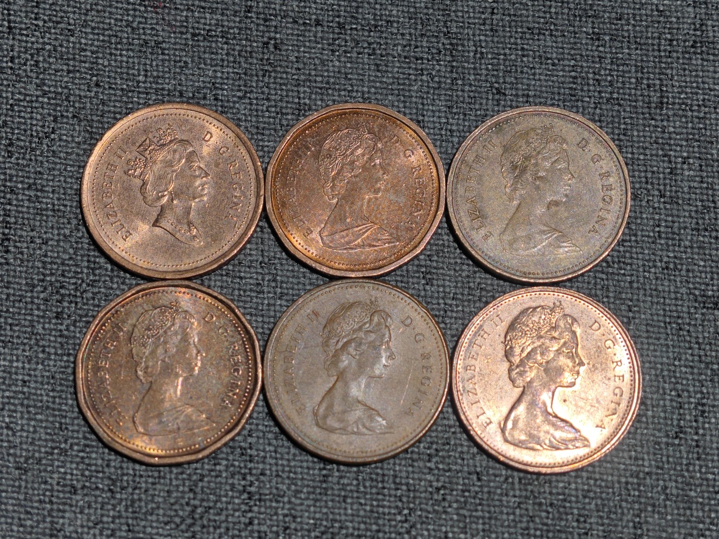 外国硬币收藏第5期 加拿大新旧各版1分6枚