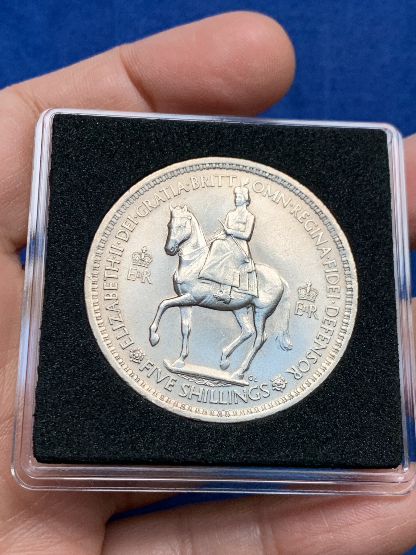 《竞宝斋》第225场-周日，周一，周二 3场 (全场包邮) 英国1953伊丽莎白女王加冕元年纪念5先令镍币 38.61mm