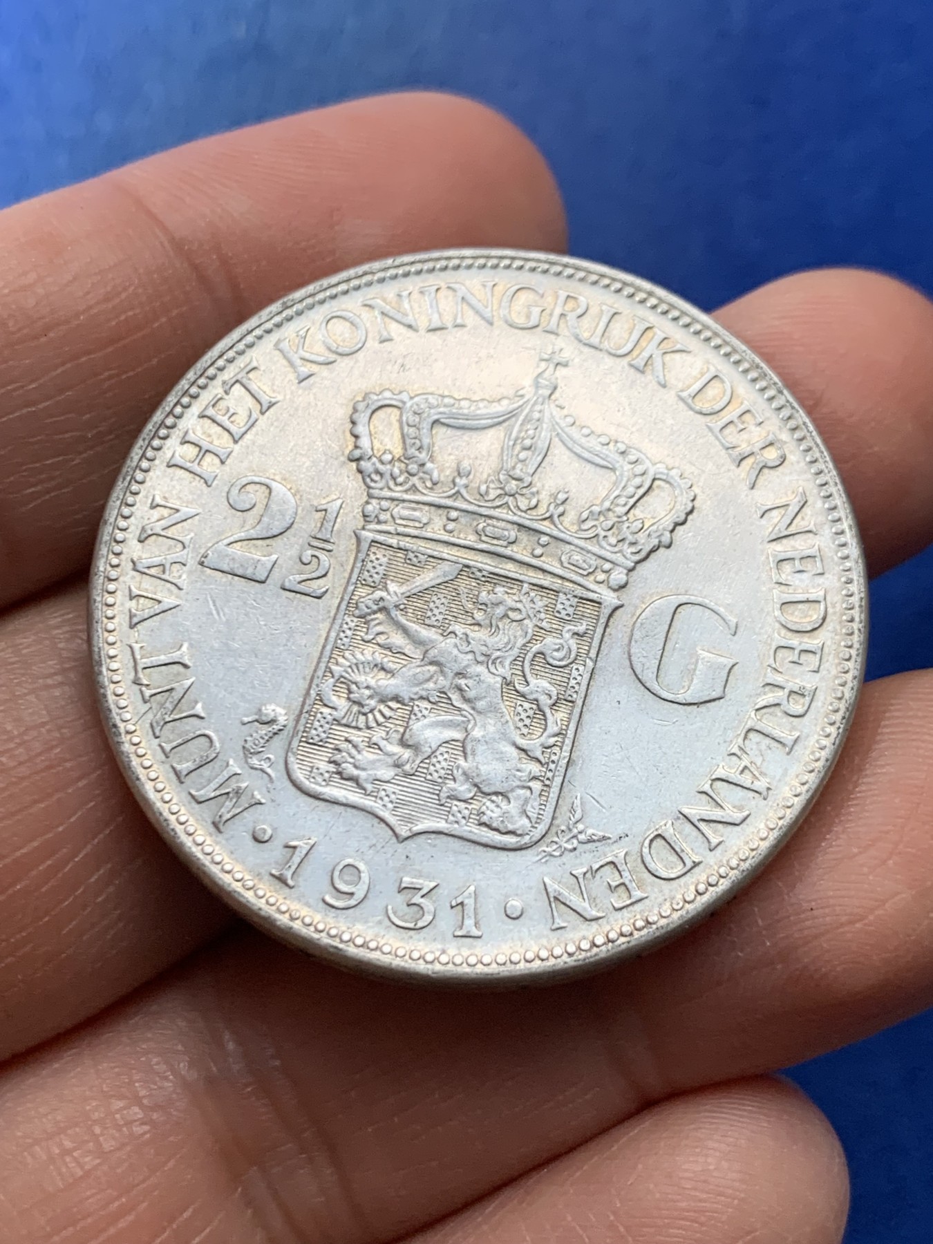 《竞宝斋》第225场-周日，周一，周二 3场 (全场包邮) 荷兰1931年威廉明娜2.5盾大银币