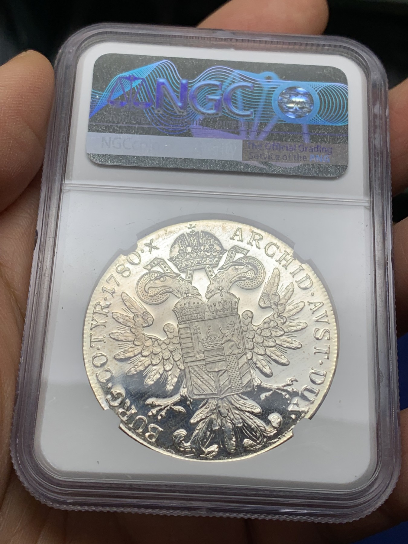 《竞宝斋》第225场-周日，周一，周二 3场 (全场包邮) NGC-PF66CAM 1780后铸版奥地利特蕾莎女皇1泰勒大银币 绒布包浆 镜面感极强