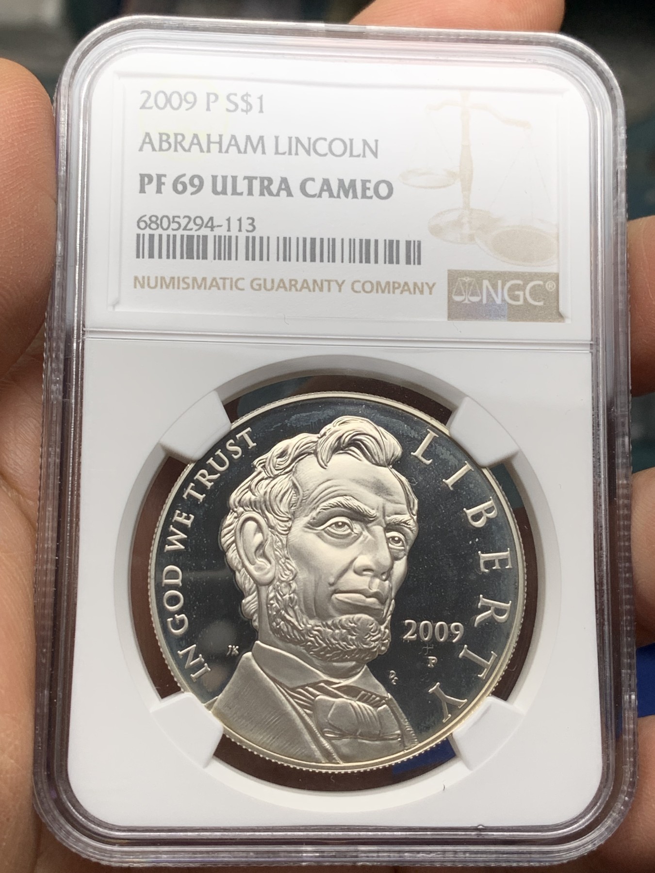 《竞宝斋》第225场-周日，周一，周二 3场 (全场包邮) NGC PF69UC 美国2009年林肯1美元大银币