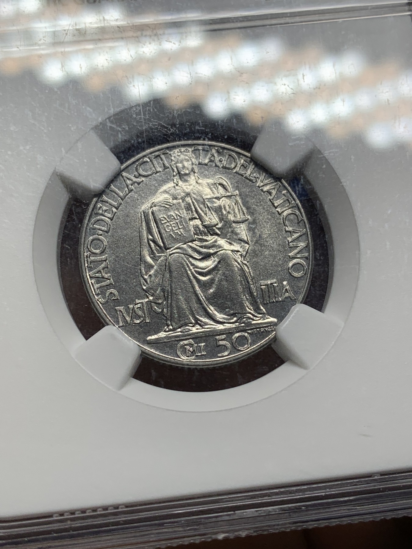 《竞宝斋》第225场-周日，周一，周二 3场 (全场包邮) NGC MS65 梵蒂冈1942年50分，高分好品