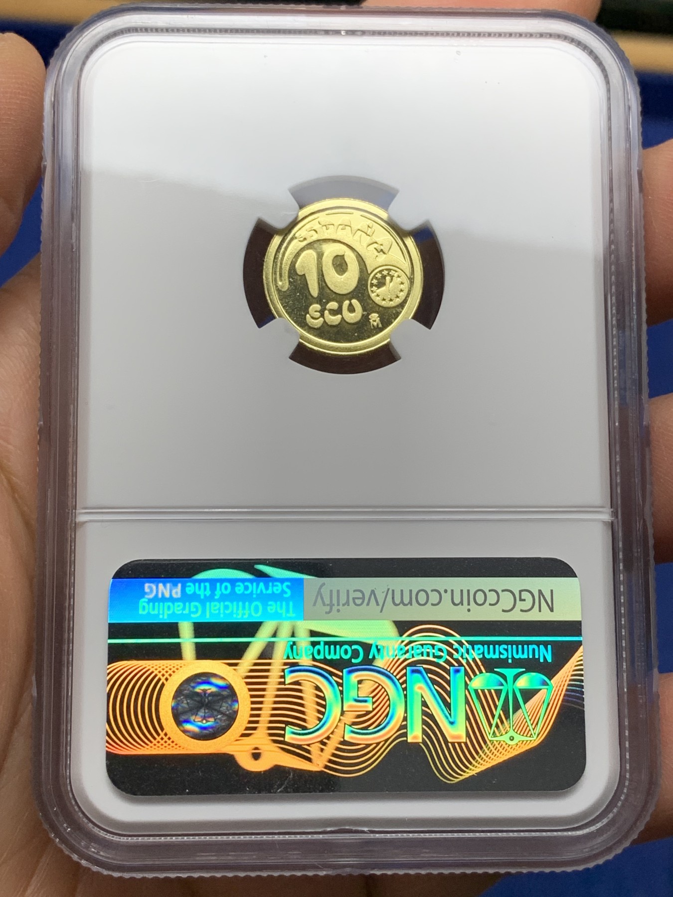 《竞宝斋》第225场-周日，周一，周二 3场 (全场包邮) NGC-PF66UC西班牙1989年10艾古金币 重3.45克900金 少见极品唯一冠军分