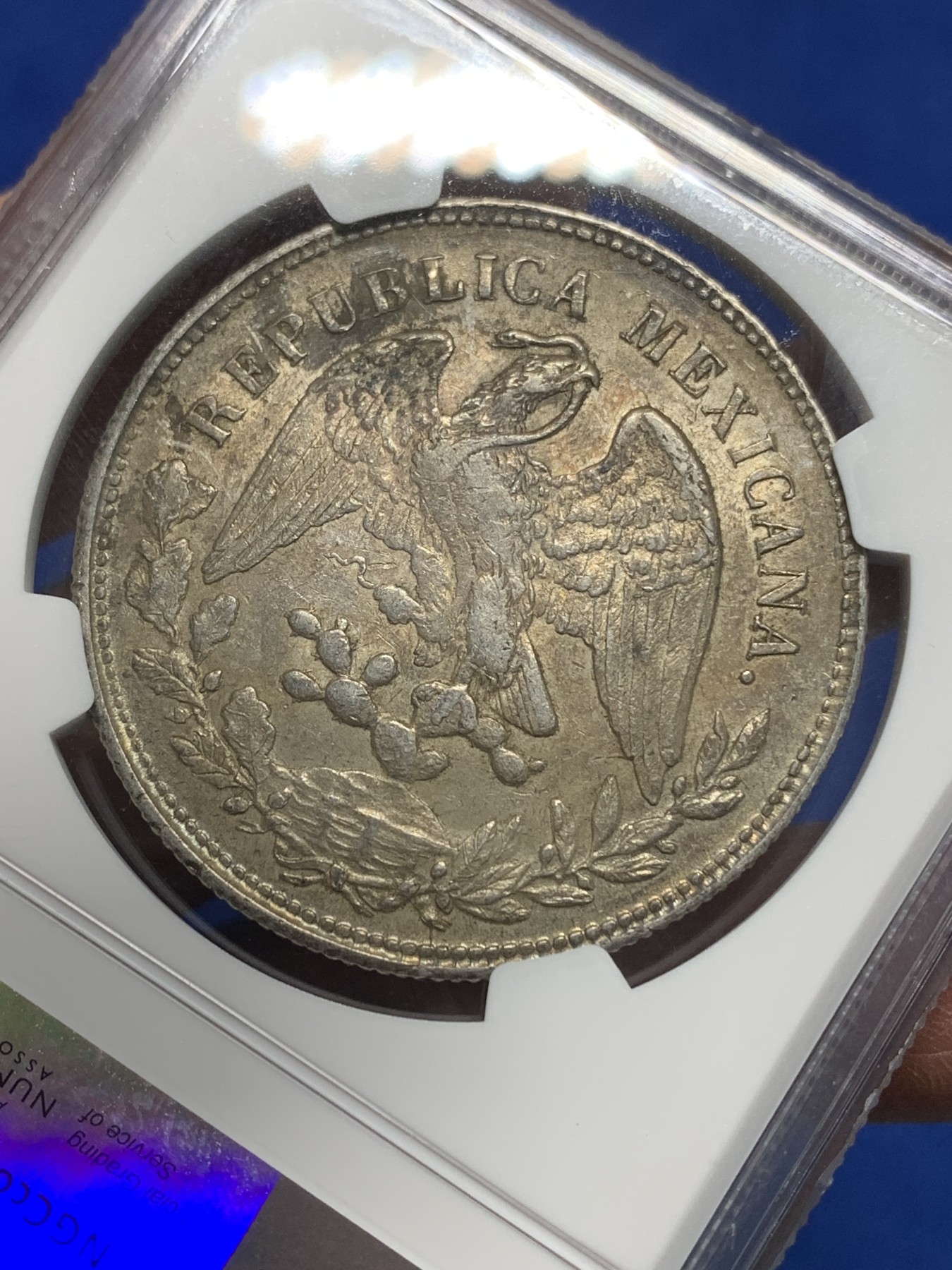 《竞宝斋》第225场-周日，周一，周二 3场 (全场包邮) NGC-AU55 墨西哥 1900年 1比索 直边鹰洋 银币 ZS FZ 原味包浆