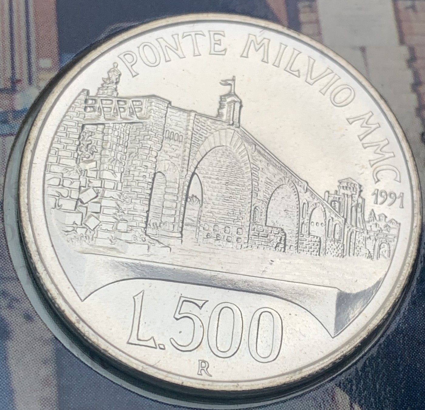 瓶子🏺第122期拍卖会 卡装获奖意大利1991年米尔维奥桥磨砂纪念银币