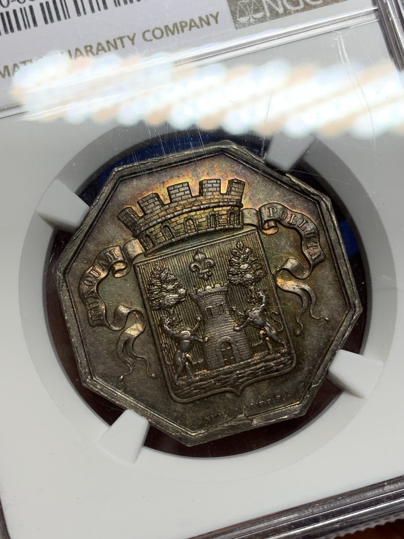 《竞宝斋》第225场-周日，周一，周二 3场 (全场包邮) NGC-MS63 法国1834年巴约讷银行 银制JETON 百年老包浆 高浮雕非常漂亮