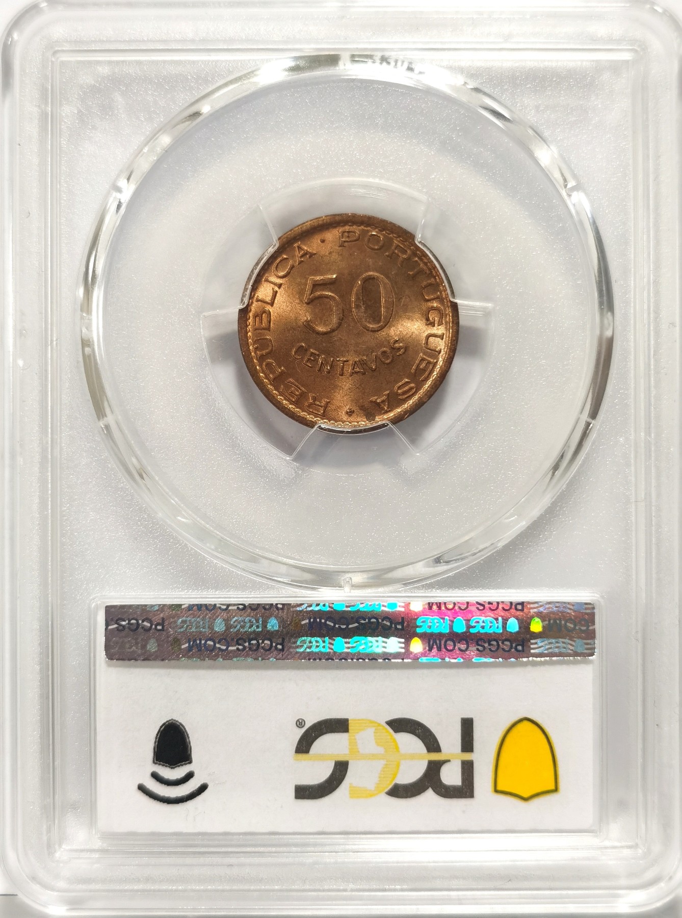 博洋堂世界钱币拍卖第057期（全场包邮） PCGS MS65RD 葡属东帝汶1970年50分铜币，原卷满铜光