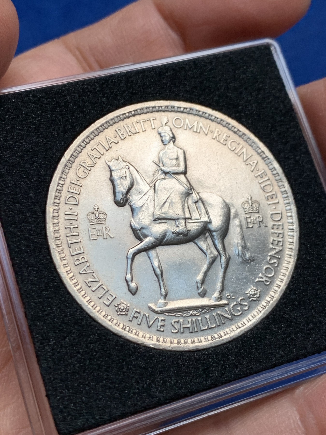 《竞宝斋》第225场-周日，周一，周二 3场 (全场包邮) 英国1953伊丽莎白女王加冕元年纪念5先令镍币 38.61mm