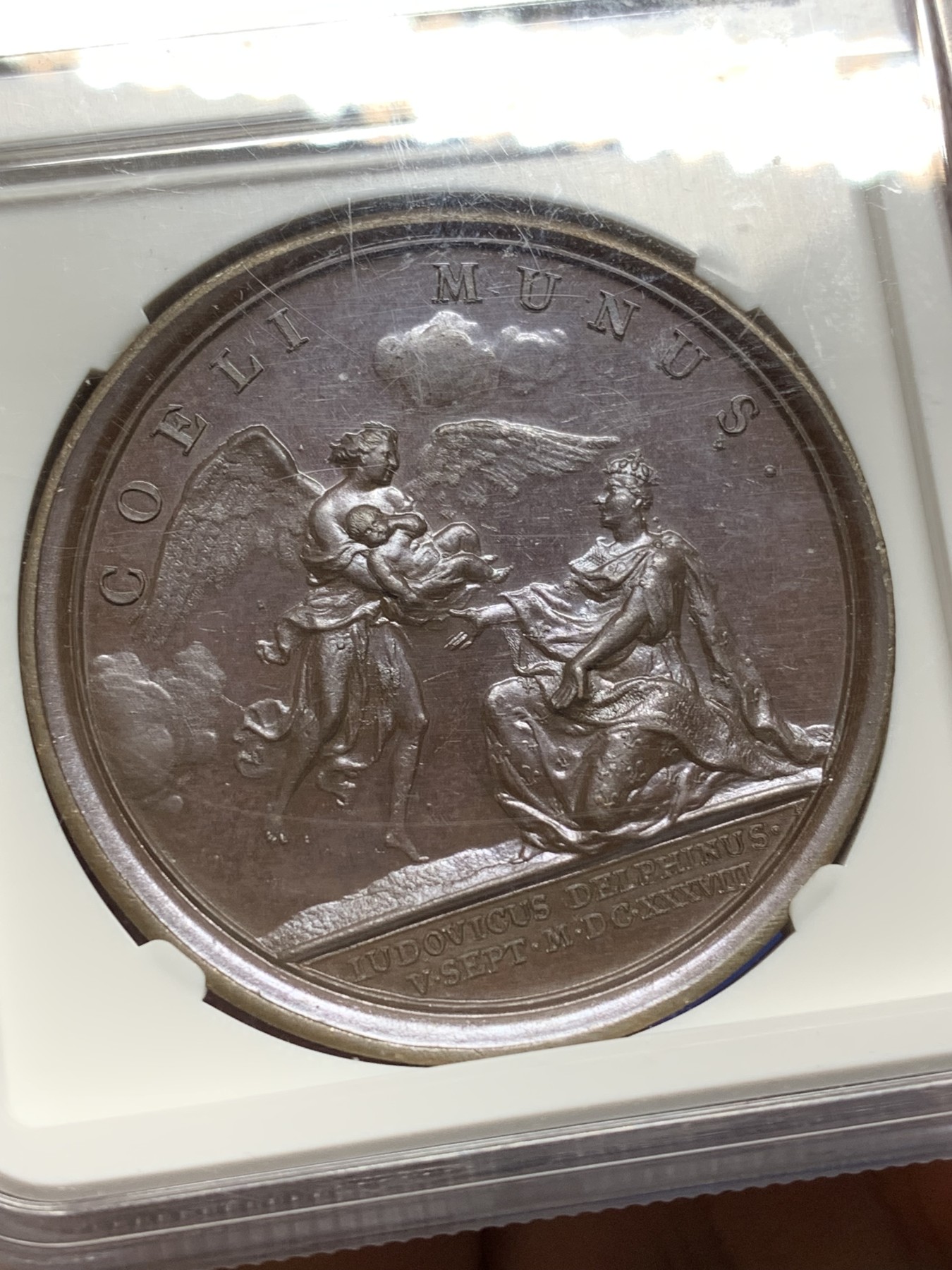 《竞宝斋》第225场-周日，周一，周二 3场 (全场包邮) NGC MS63 法国1638年路易十三迎接路易十四降临纪念铜章