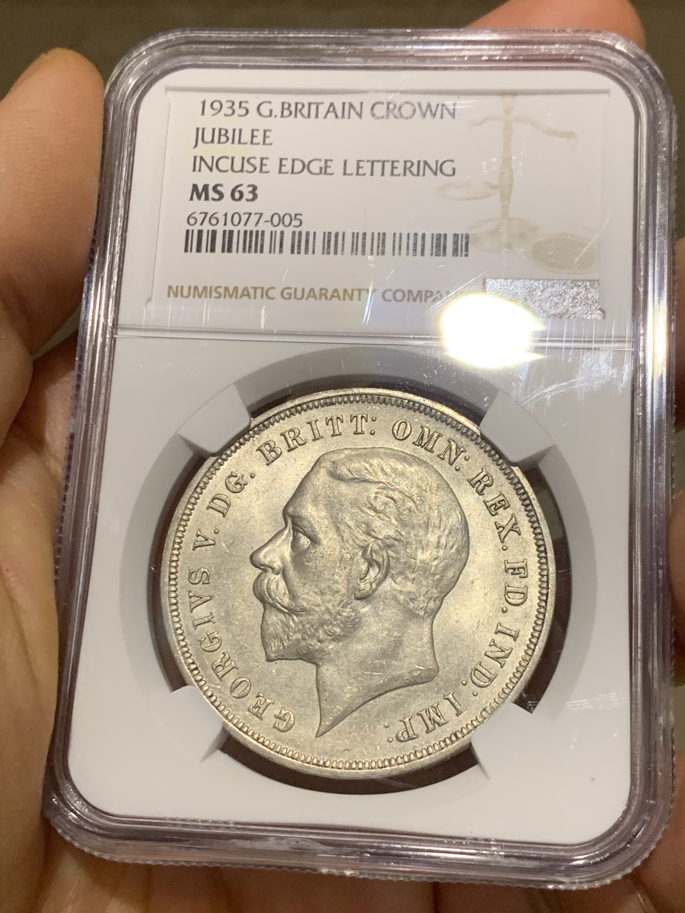 《竞宝斋》第225场-周日，周一，周二 3场 (全场包邮) NGC MS63 英国1935年乔治五世木马剑克朗大银币