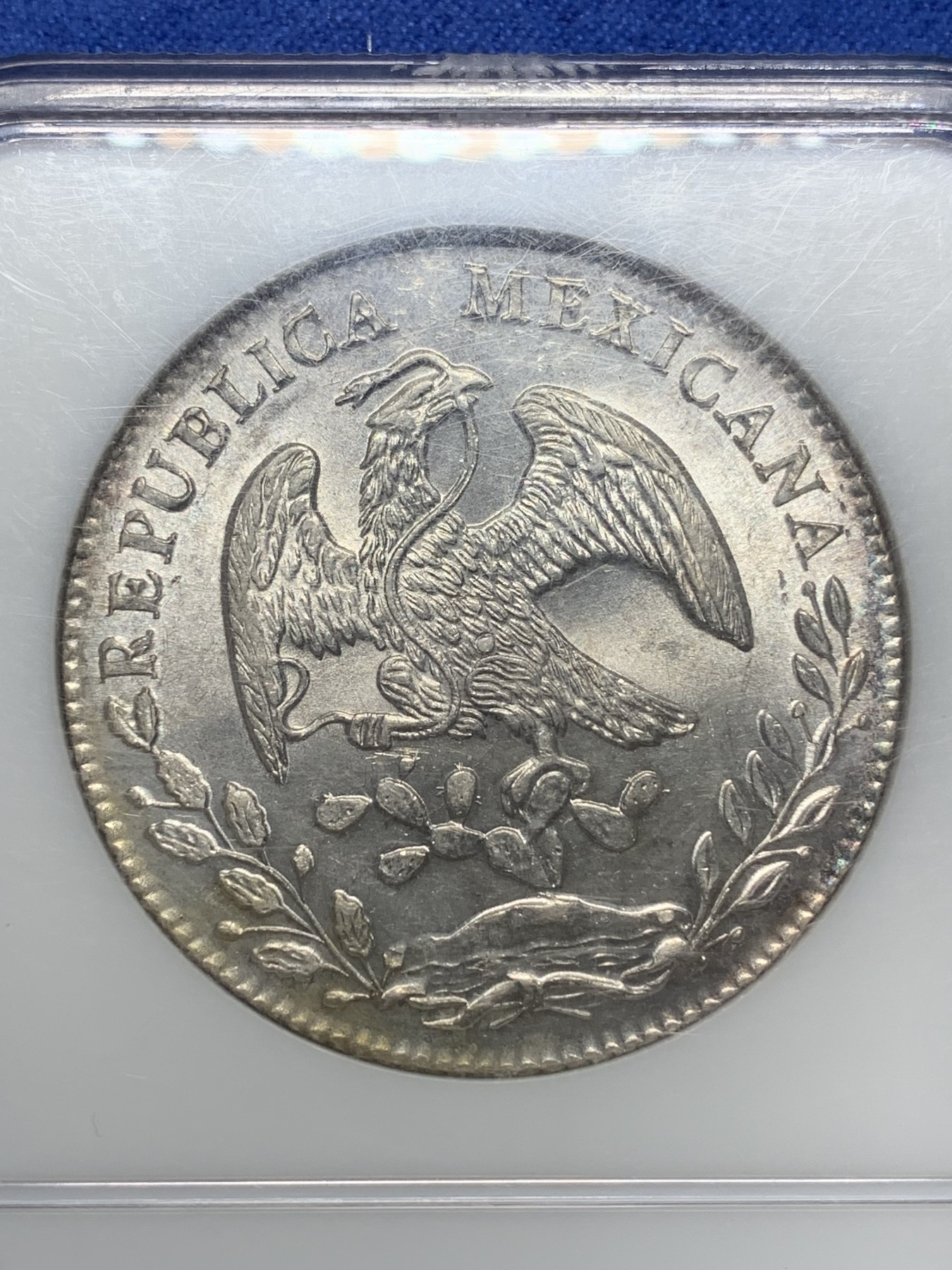 《竞宝斋》第225场-周日，周一，周二 3场 (全场包邮) NGC MS63 墨西哥1875年Go版花边鹰洋8瑞尔银币 中期鹰 状态极佳