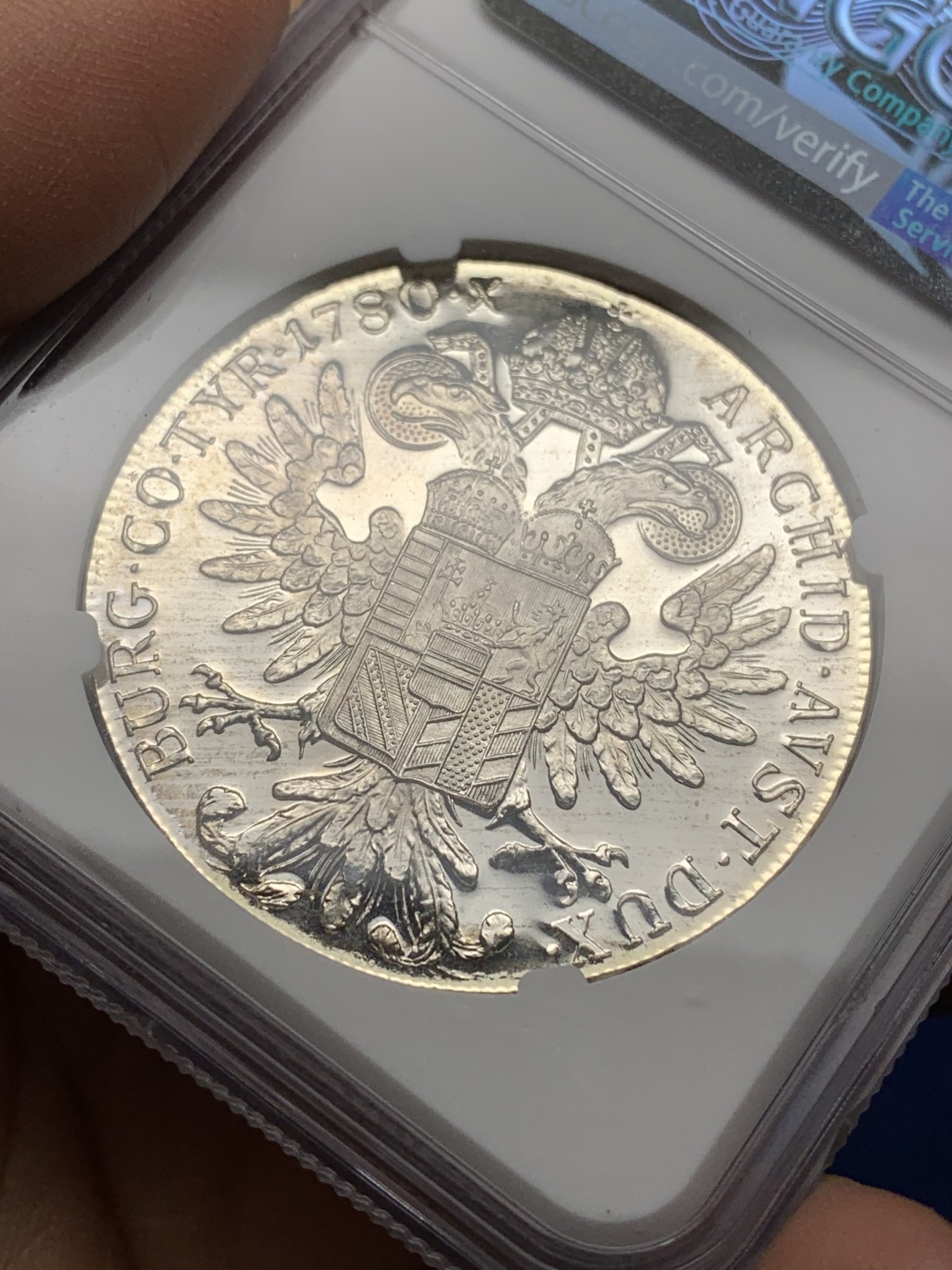 《竞宝斋》第225场-周日，周一，周二 3场 (全场包邮) NGC-PF66CAM 1780后铸版奥地利特蕾莎女皇1泰勒大银币 绒布包浆 镜面感极强