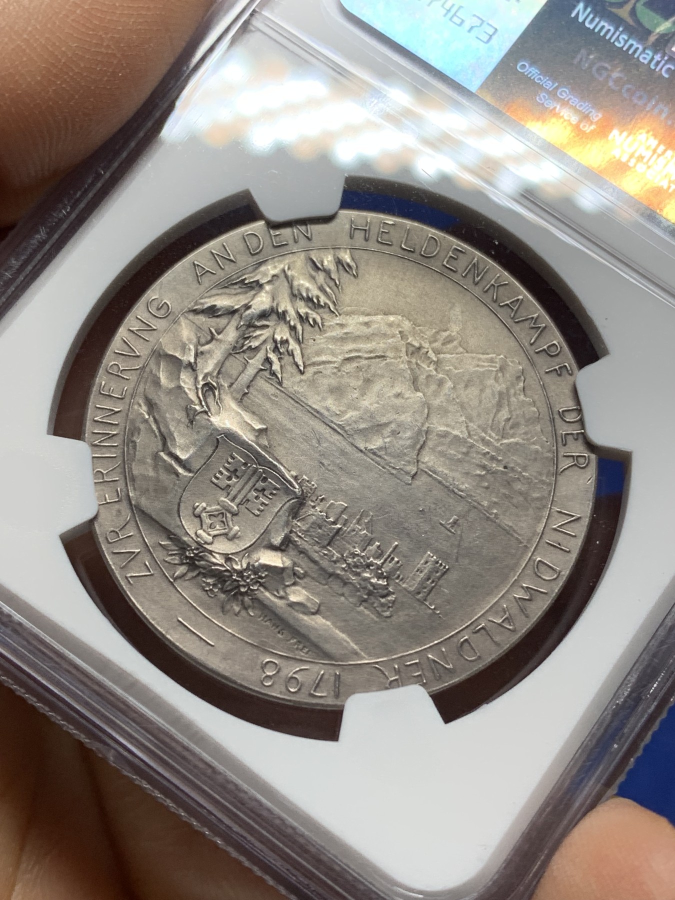 《竞宝斋》第225场-周日，周一，周二 3场 (全场包邮) NGC MS64 瑞士1898尼德瓦尔登战役纪念银章