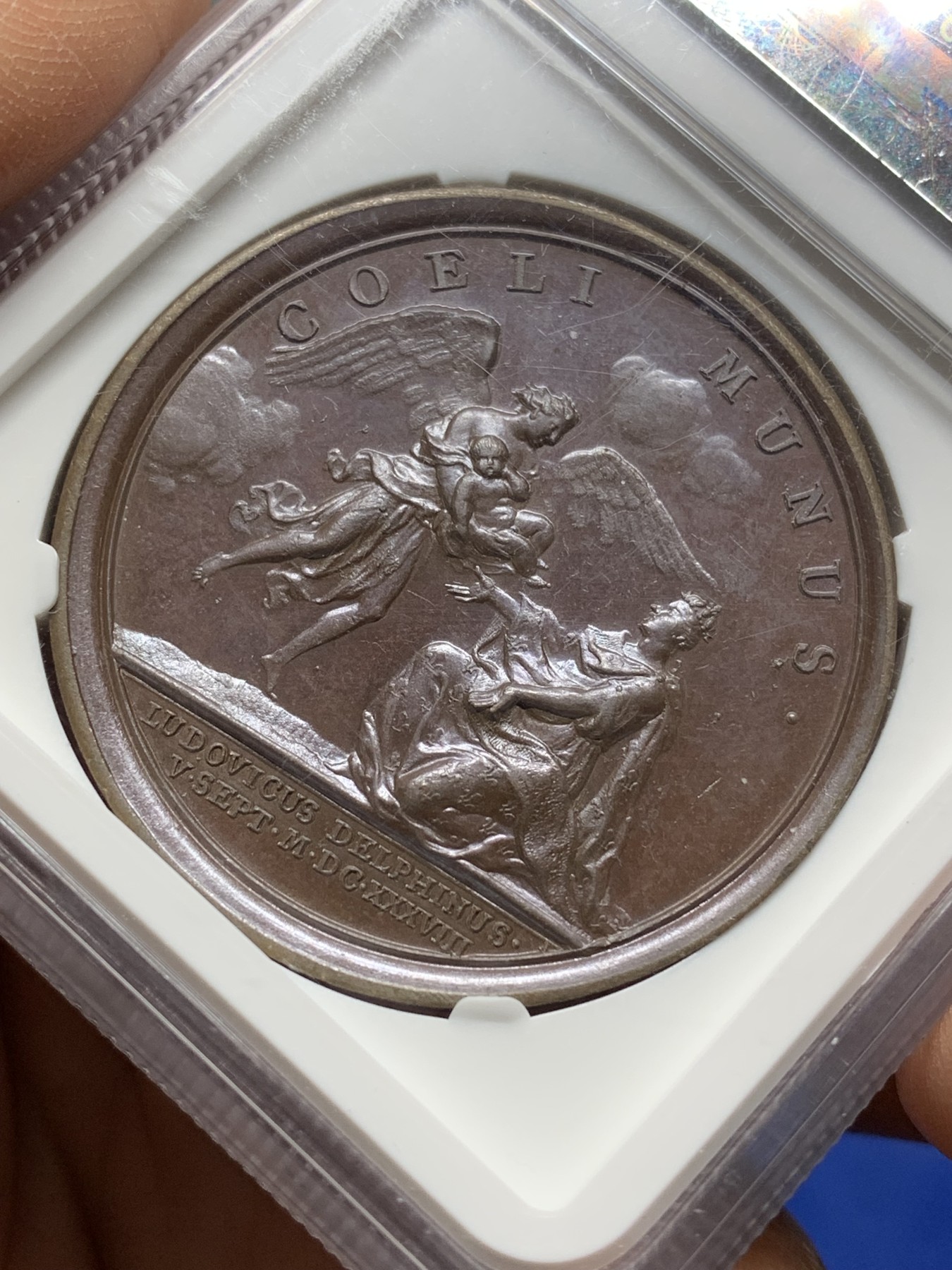 《竞宝斋》第225场-周日，周一，周二 3场 (全场包邮) NGC MS63 法国1638年路易十三迎接路易十四降临纪念铜章