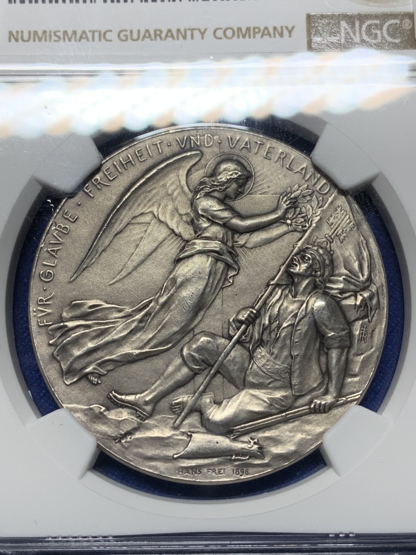 《竞宝斋》第225场-周日，周一，周二 3场 (全场包邮) NGC MS64 瑞士1898尼德瓦尔登战役纪念银章