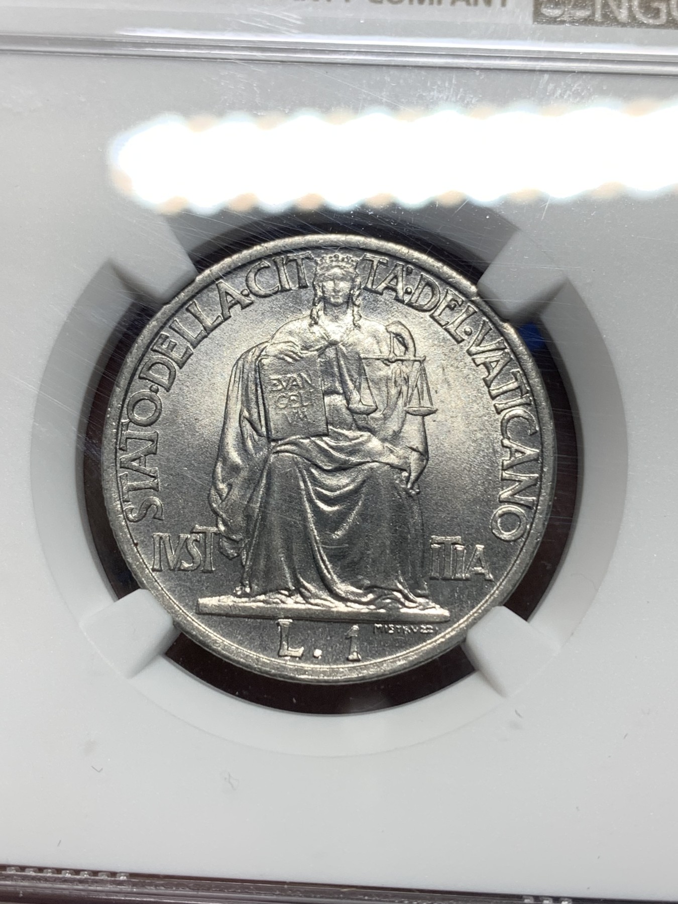 《竞宝斋》第225场-周日，周一，周二 3场 (全场包邮) NGC-MS66 梵蒂冈1942年1里拉镍币，亚军分高分，喜欢的不要错过了