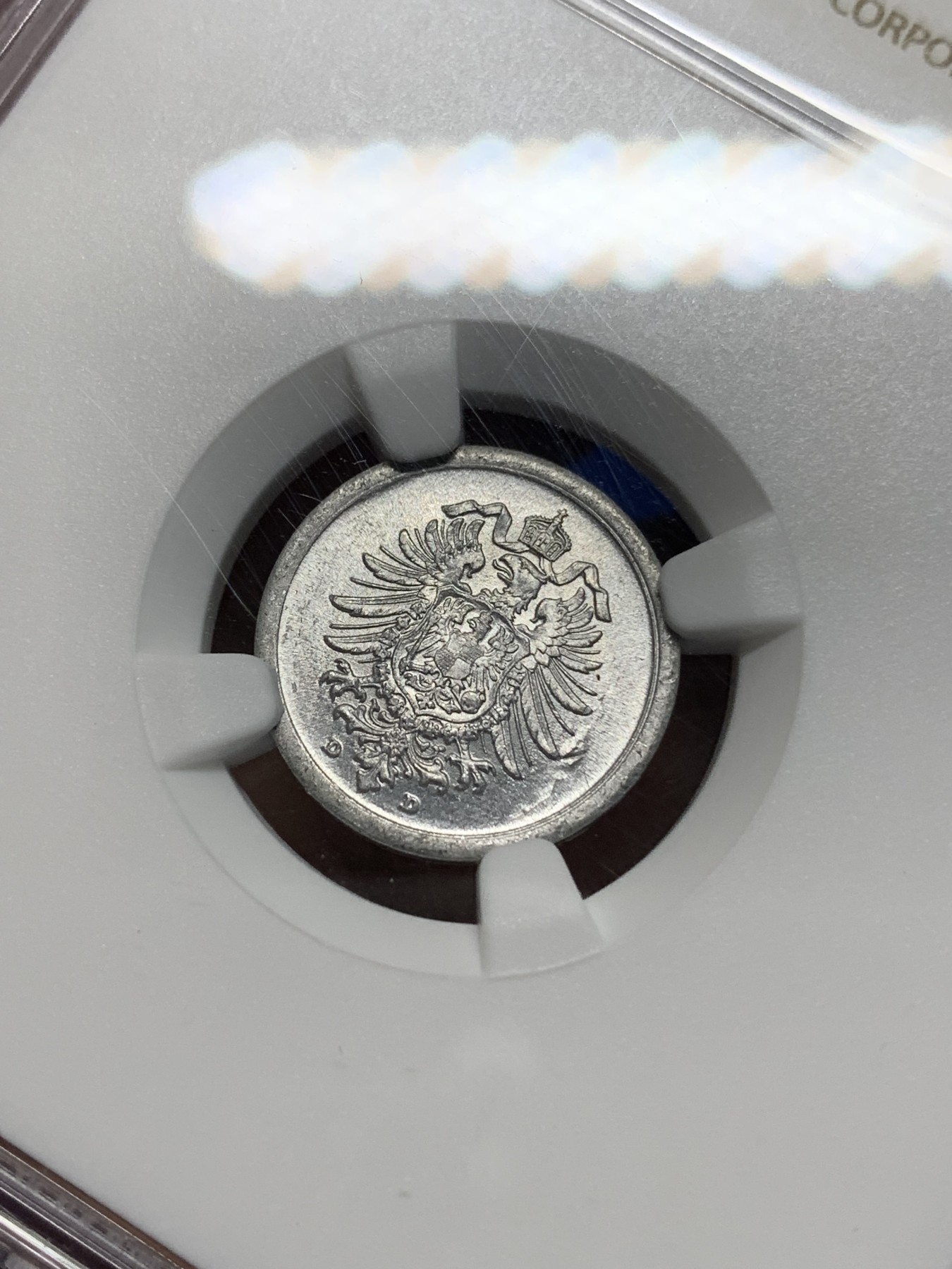 《竞宝斋》第225场-周日，周一，周二 3场 (全场包邮) NGC-MS63 德国（1917年）D厂1芬尼铝币 季军分，少见厂别好品