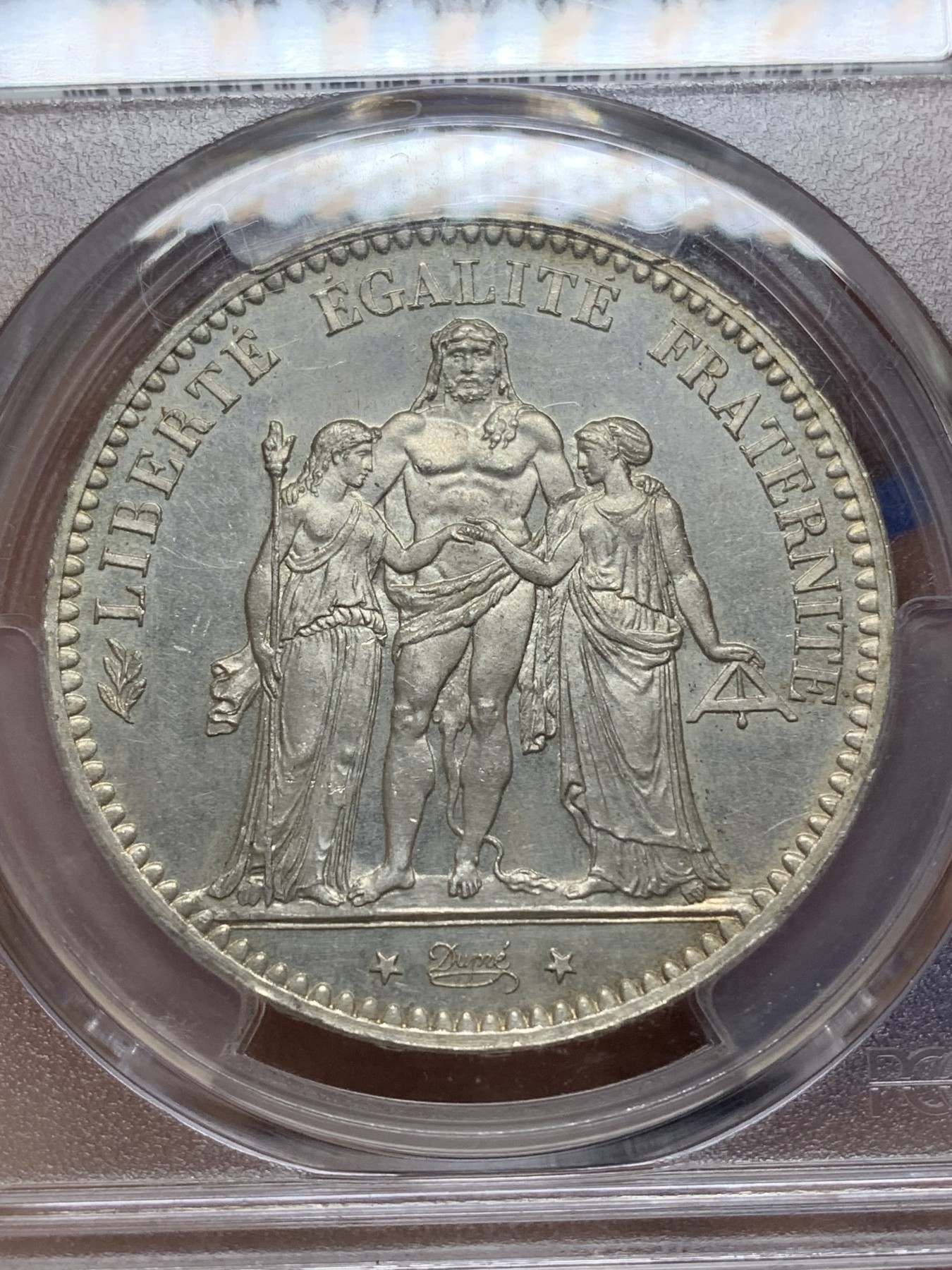 《竞宝斋》第225场-周日，周一，周二 3场 (全场包邮) PCGS MS64 法国1876年大力神 5法郎银币