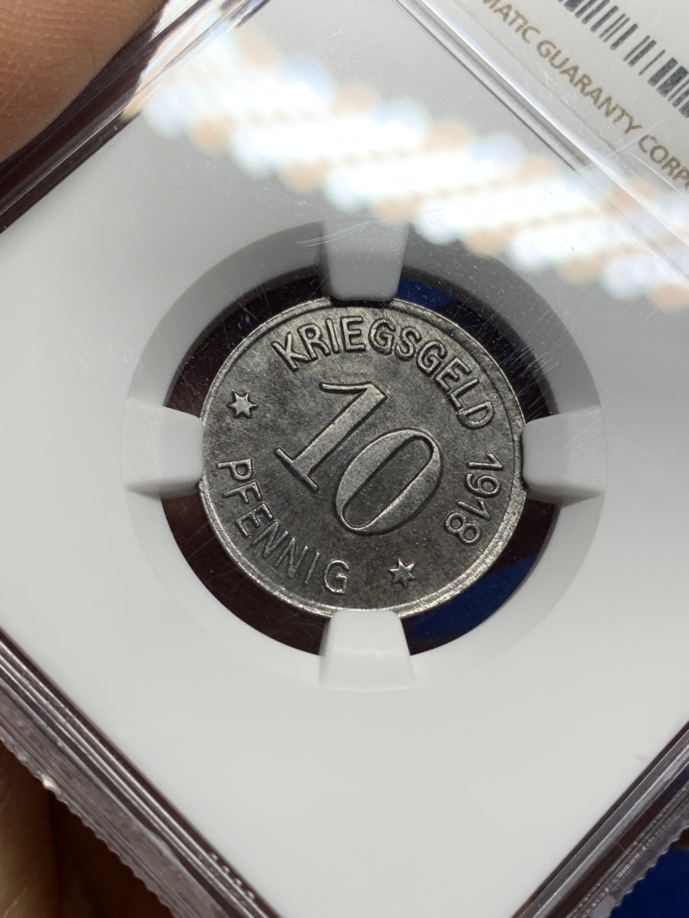 《竞宝斋》第225场-周日，周一，周二 3场 (全场包邮) NGC UNC 德国 德紧 1918 劳班芬克 10芬妮