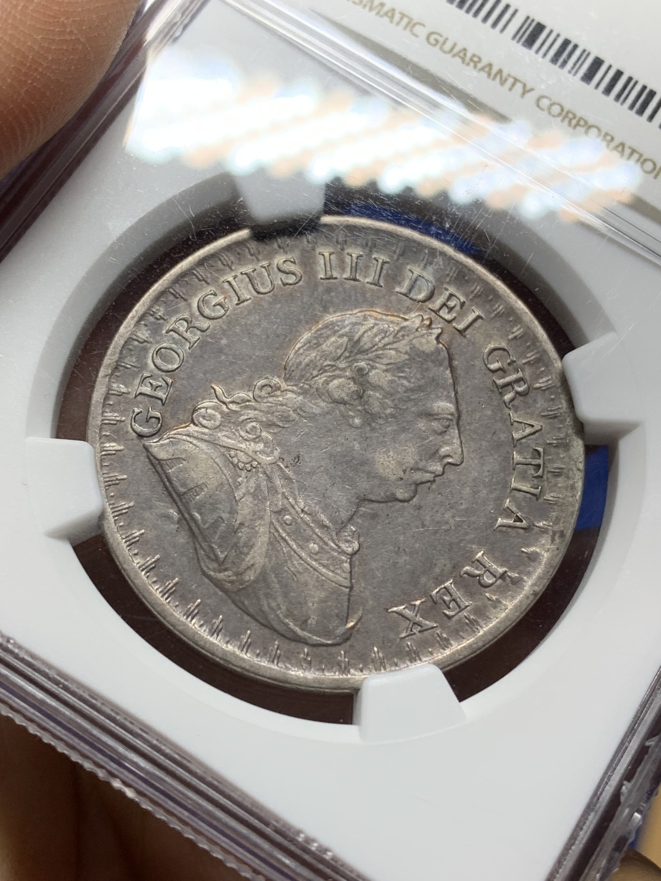 《竞宝斋》第225场-周日，周一，周二 3场 (全场包邮) NGC AU53 英格兰1812年3先令银币