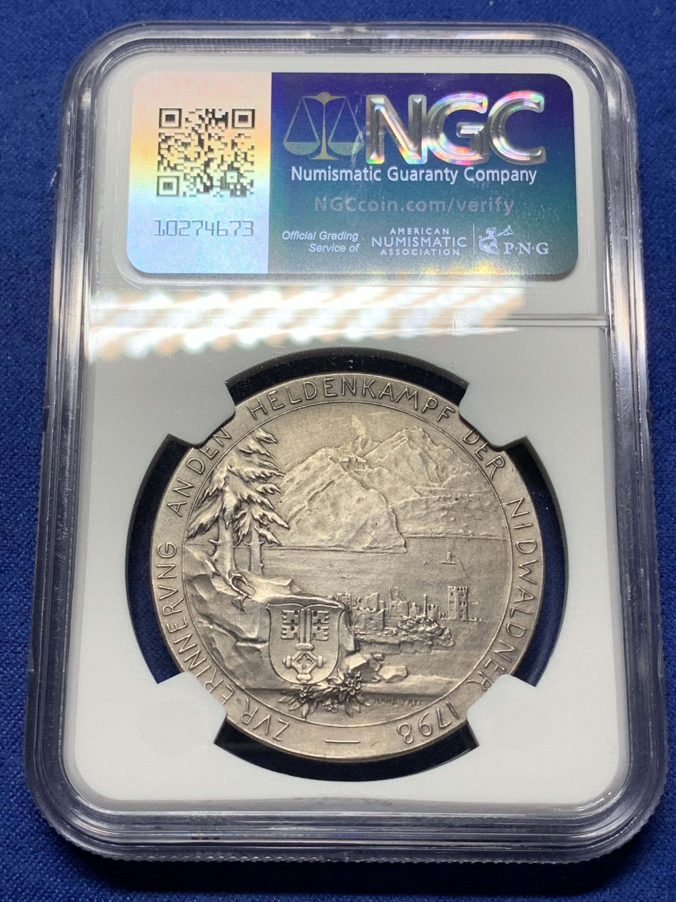 《竞宝斋》第225场-周日，周一，周二 3场 (全场包邮) NGC MS64 瑞士1898尼德瓦尔登战役纪念银章