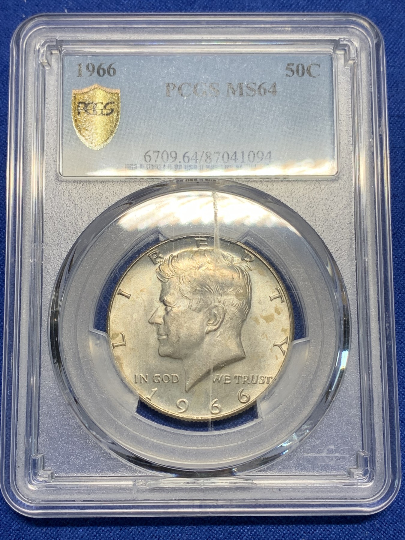《竞宝斋》第225场-周日，周一，周二 3场 (全场包邮) PCGS MS64 美国1966年肯尼迪半美元银币