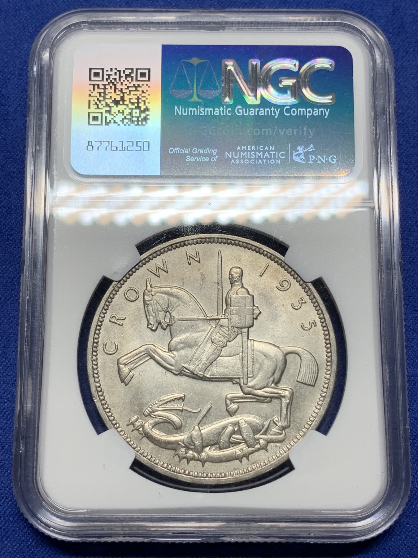 《竞宝斋》第225场-周日，周一，周二 3场 (全场包邮) NGC MS63 英国1935年乔治五世木马剑克朗大银币