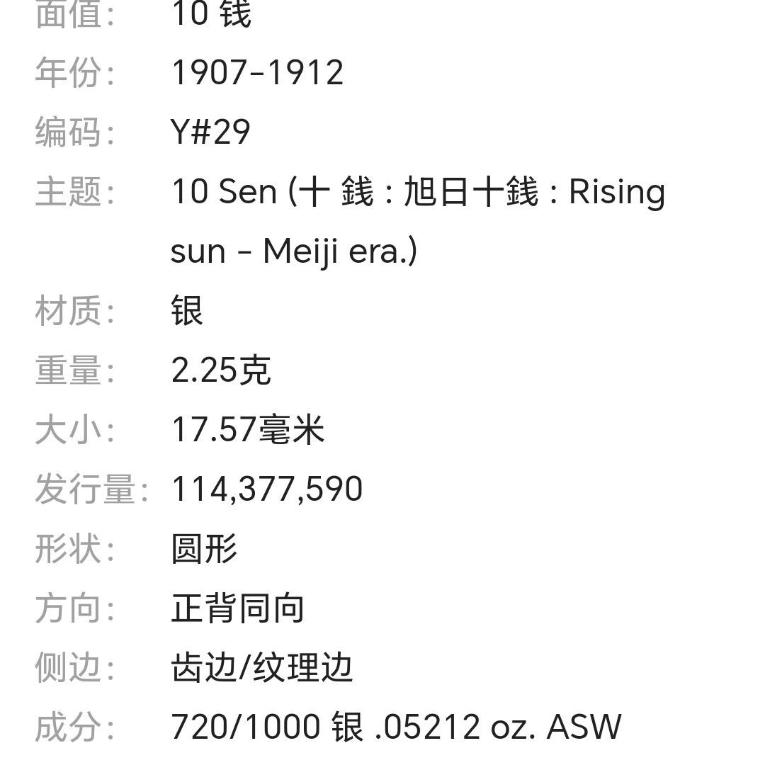 231213 日本银币 外国银币日本旭日十钱银币银元 明治年间 包真包老6104