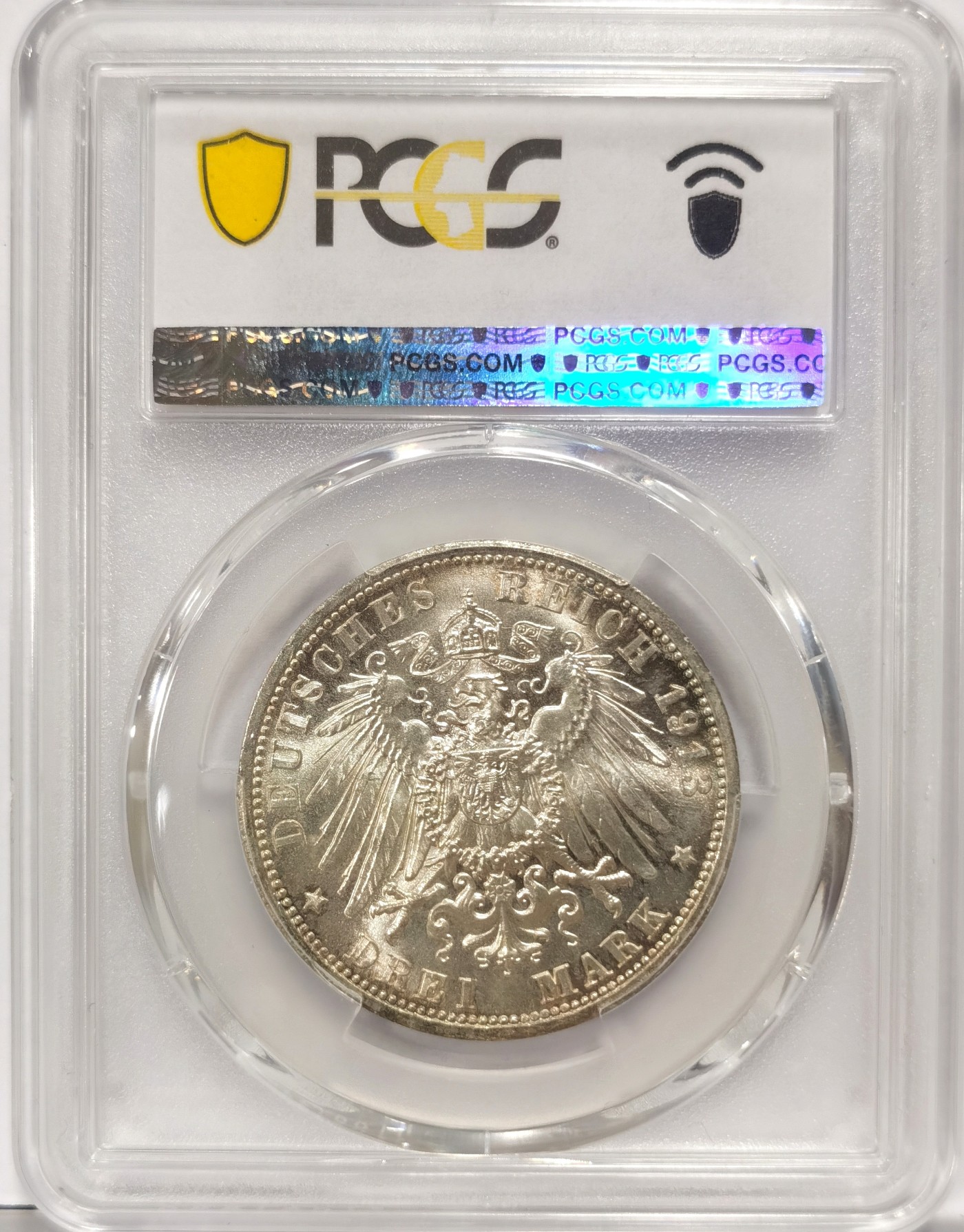 博洋堂世界钱币拍卖第057期（全场包邮） PCGS MS64 德国普鲁士1913年A威廉二世戎装3马克银币