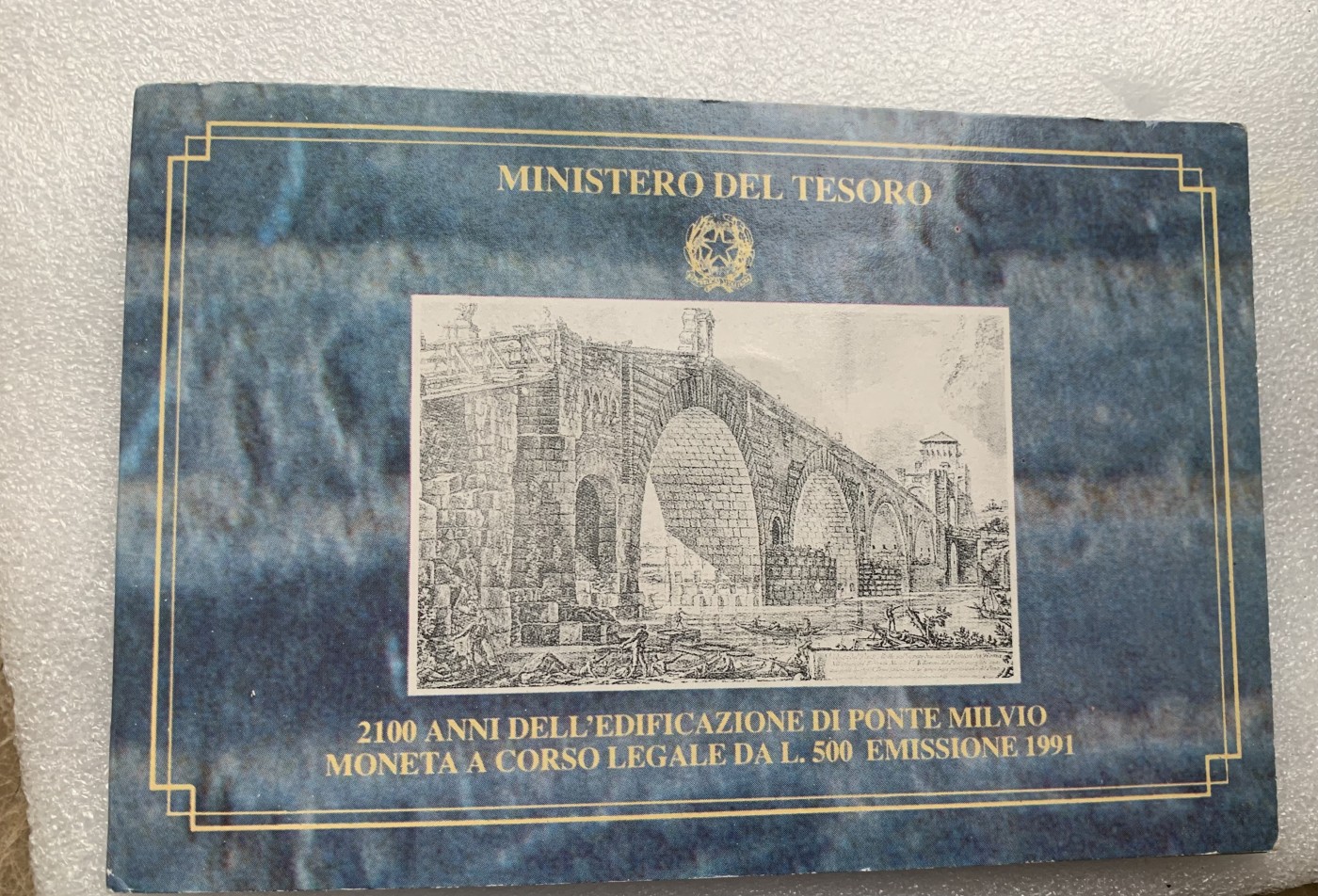 瓶子🏺第122期拍卖会 卡装获奖意大利1991年米尔维奥桥磨砂纪念银币