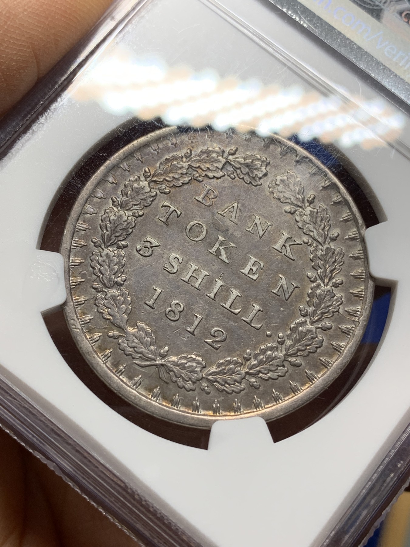 《竞宝斋》第225场-周日，周一，周二 3场 (全场包邮) NGC AU53 英格兰1812年3先令银币