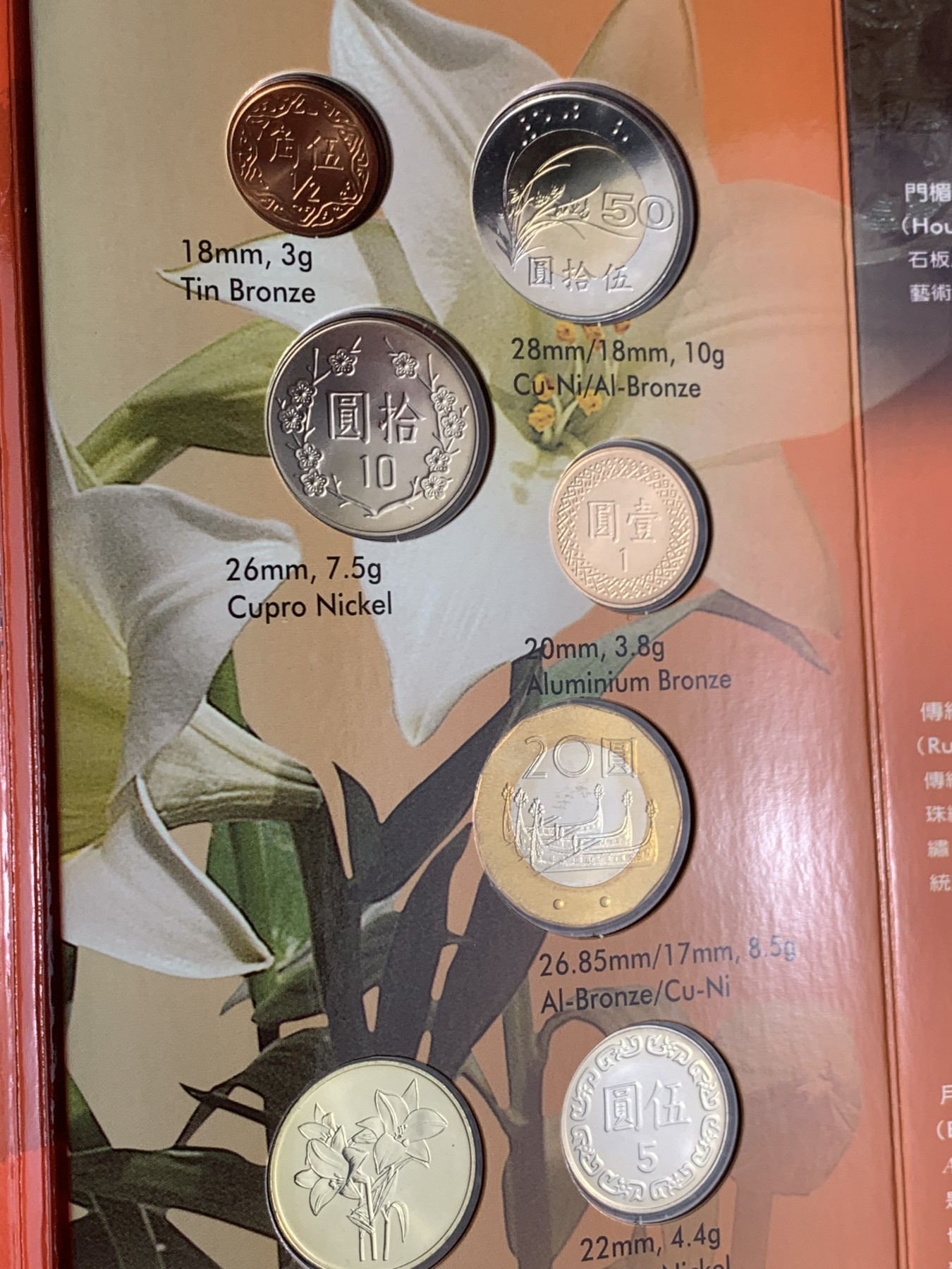 《竞宝斋》第225场-周日，周一，周二 3场 (全场包邮) 台湾省原住民套币 鲁凯族 伍角 伍元 为未流通年份 含鲁凯文化主题章牌