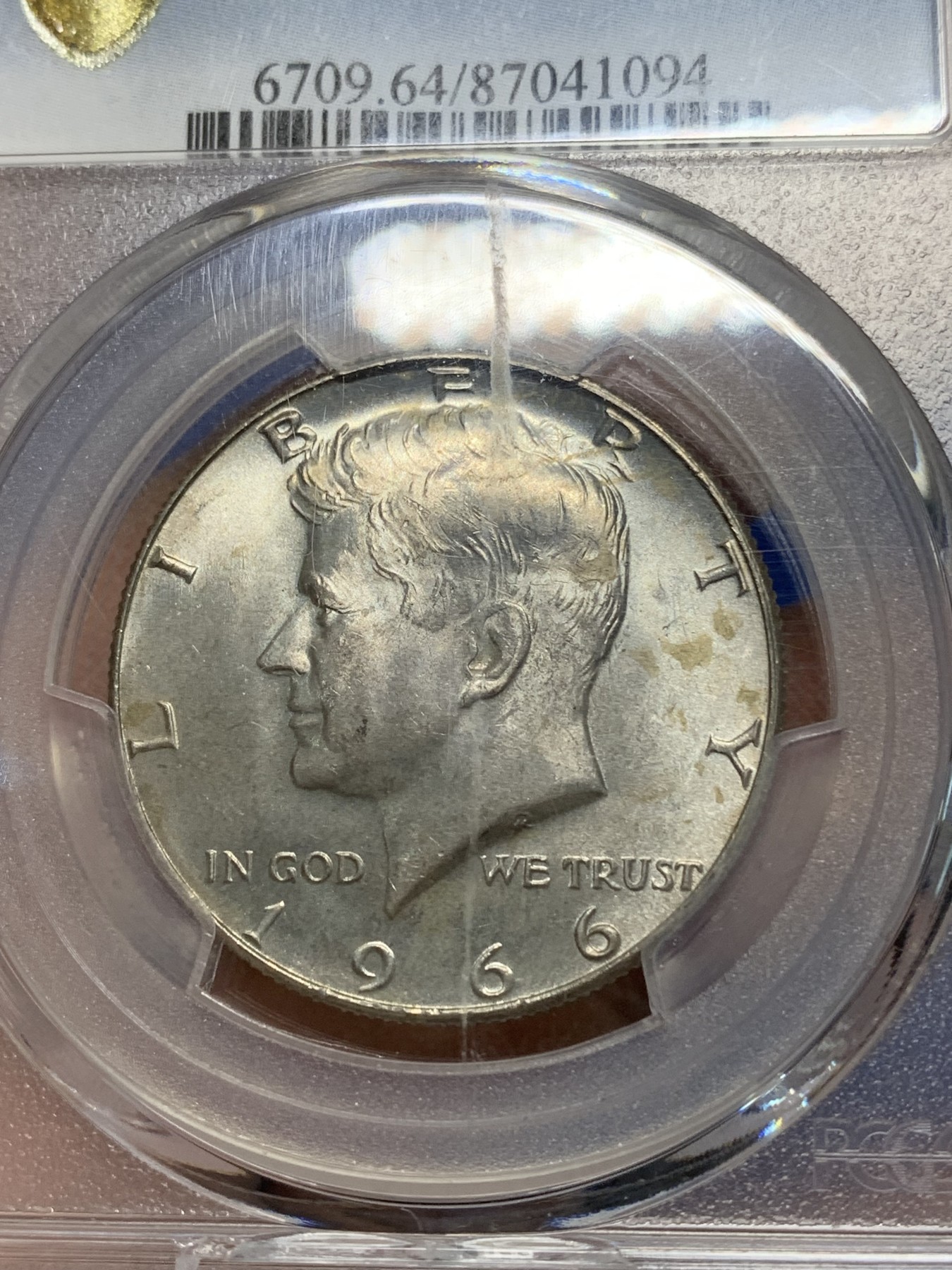 《竞宝斋》第225场-周日，周一，周二 3场 (全场包邮) PCGS MS64 美国1966年肯尼迪半美元银币