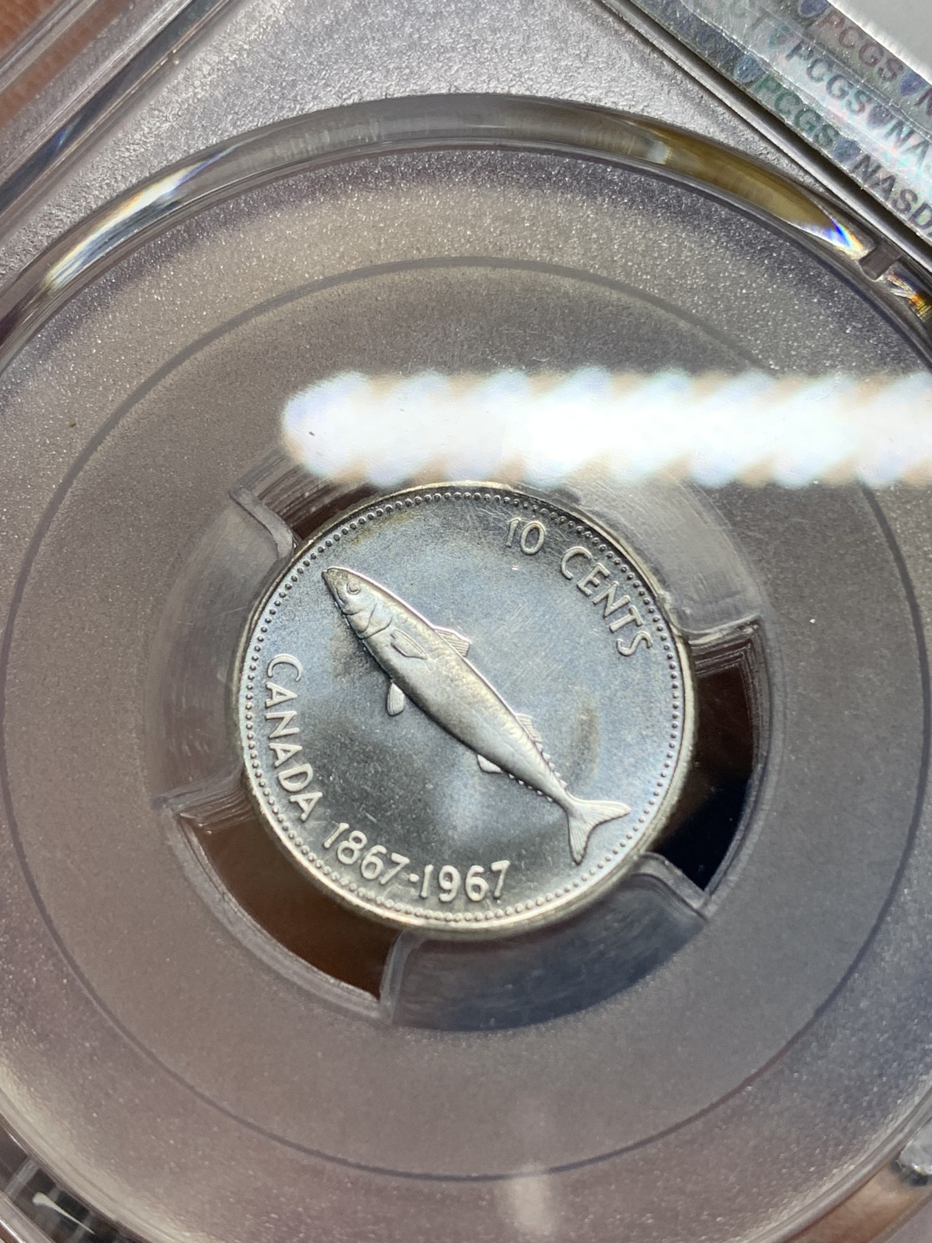 《竞宝斋》第225场-周日，周一，周二 3场 (全场包邮) PCGS MS67 1967年加拿大10分银币 冠军分仅3枚 十分难求的品相