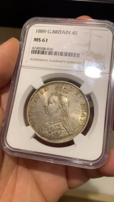 《竞宝斋》第225场-周日，周一，周二 3场 (全场包邮) NGC-MS61 1889年英国维多利亚女王双福林银币