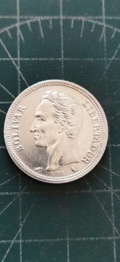 外国硬币初藏散币银币第14场(每周1场，周四上拍。) - 委内瑞拉1玻利瓦尔银币1965年原光。