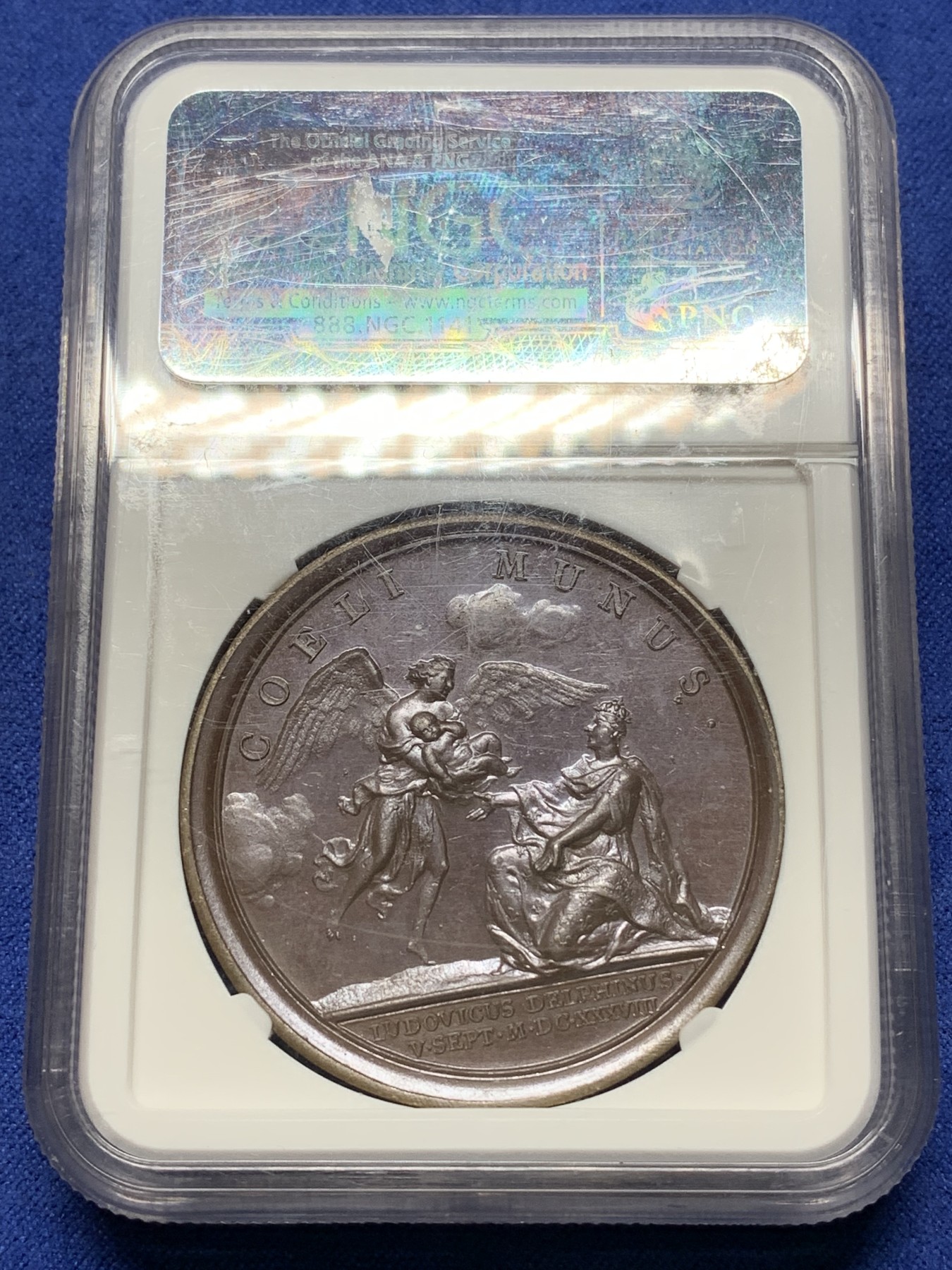 《竞宝斋》第225场-周日，周一，周二 3场 (全场包邮) NGC MS63 法国1638年路易十三迎接路易十四降临纪念铜章